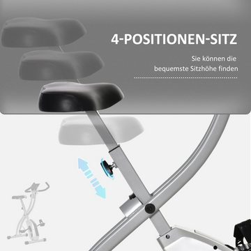 HOMCOM Heimtrainer Fahrradtrainer mit 8 stufig einstellbarem Magnetwiderstand (1-tlg., Heimtrainer), mit LED-Beleuchtung