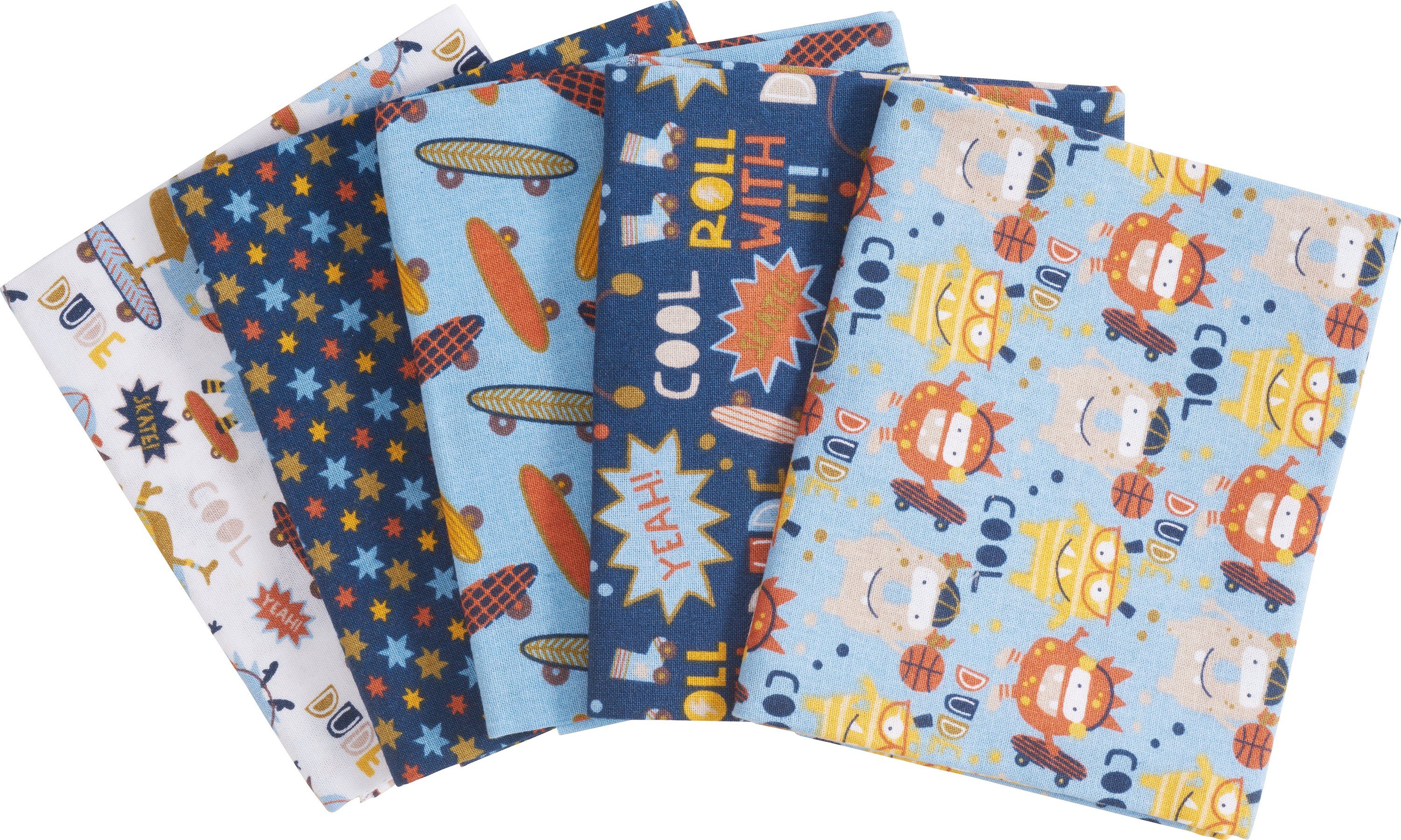 stafil Stoff Stoffpaket Patchy Monsterkerle, 5 Designs á 55 cm x 45 cm