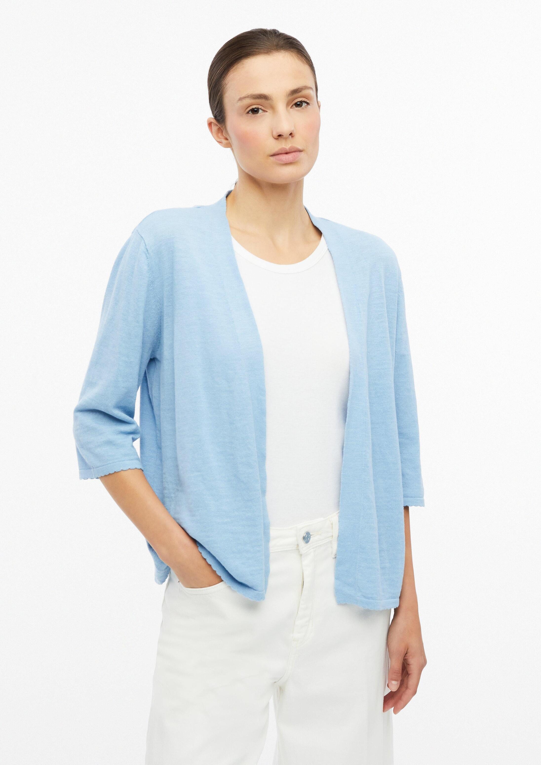 s.Oliver Cardigan Strickjacke Feinstrickjacke mit 3/4-Arm und Wellenkante