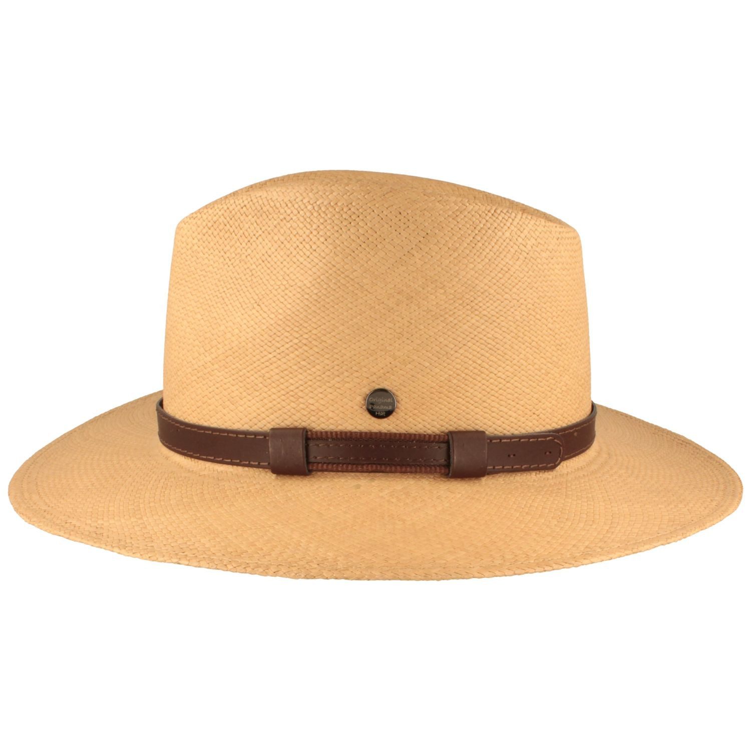 Breiter Strohhut Extra breiter Panama mit schicker Leder-Garnitur
