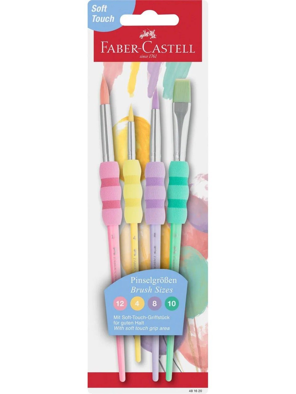 Faber-Castell Malpinsel Pinsel 4er Set Pastell mit Pinsel mit Soft-Touch-Griffstück, (4er Set)