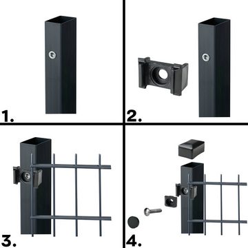 Roysson Doppelstabmattenzaun Doppelstabmattenzaun Set Pfosten Dübelplatten Stabmattenzaun (1430mm)