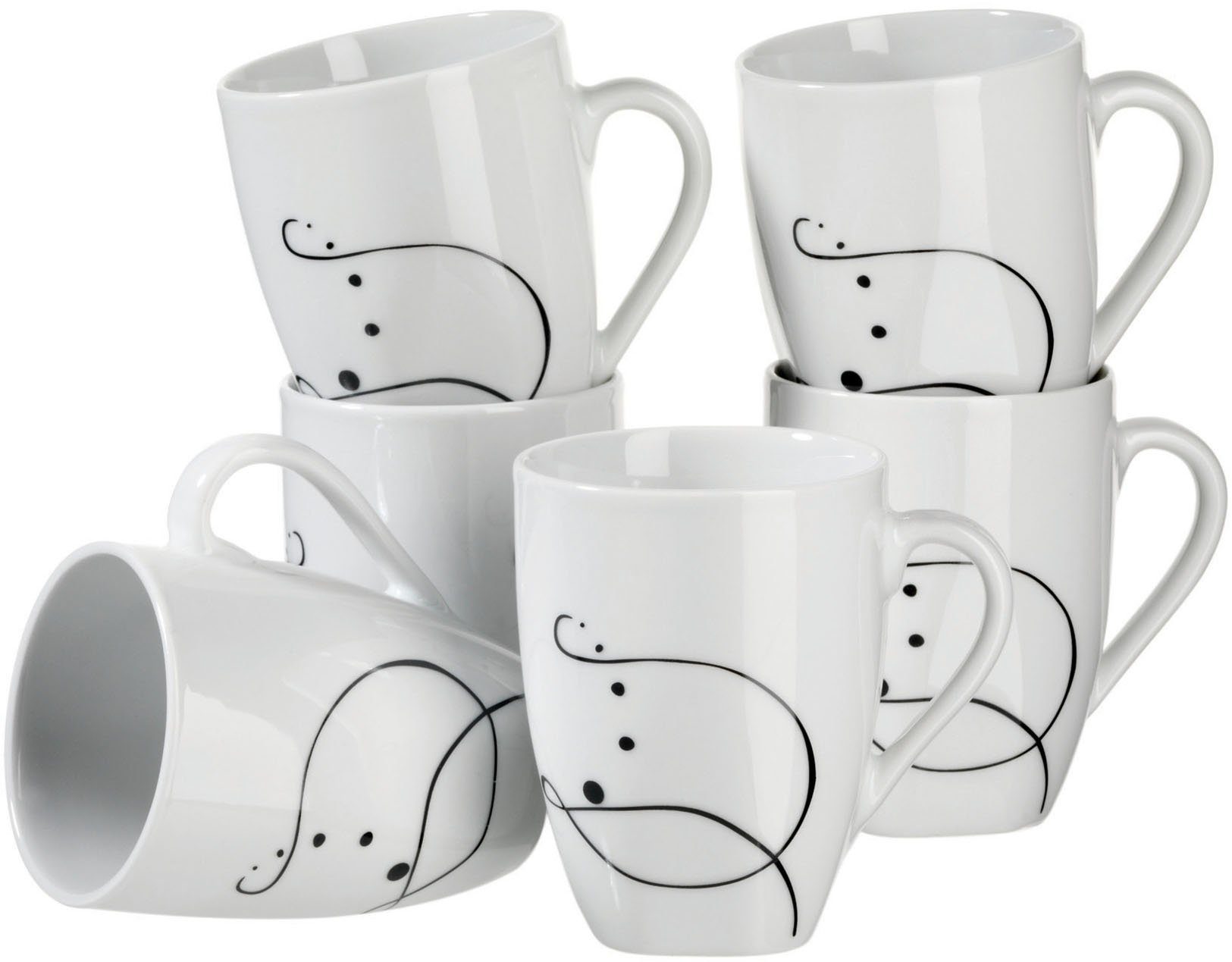 MÄSER Becher Chanson, 6-tlg., Porzellan, 6-teilig, fantasievolles Dekor