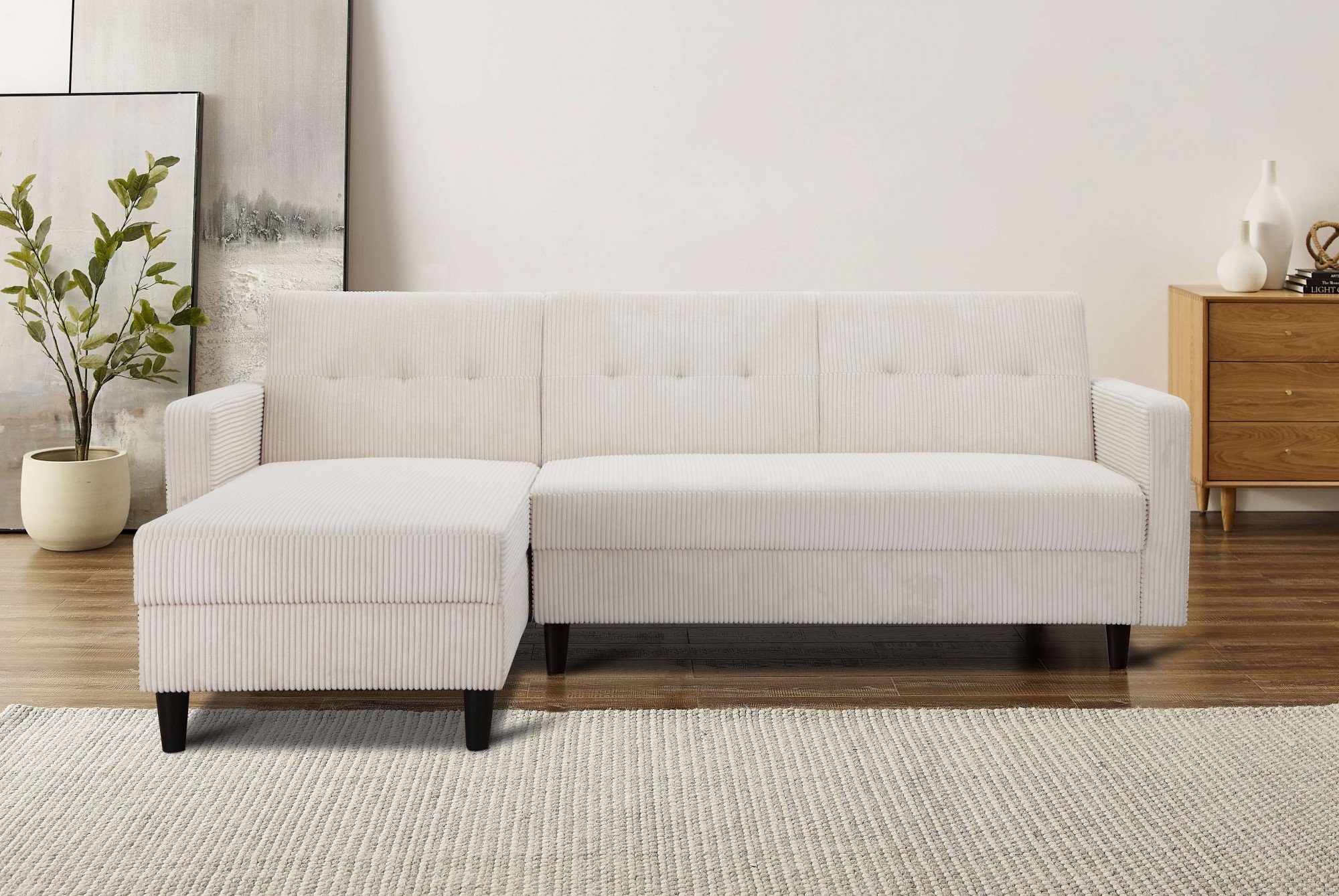 Home Ecksofa beidseitig Stauraum, montierbar Dorel und mit Bettfunktion Recamiere Hartford,