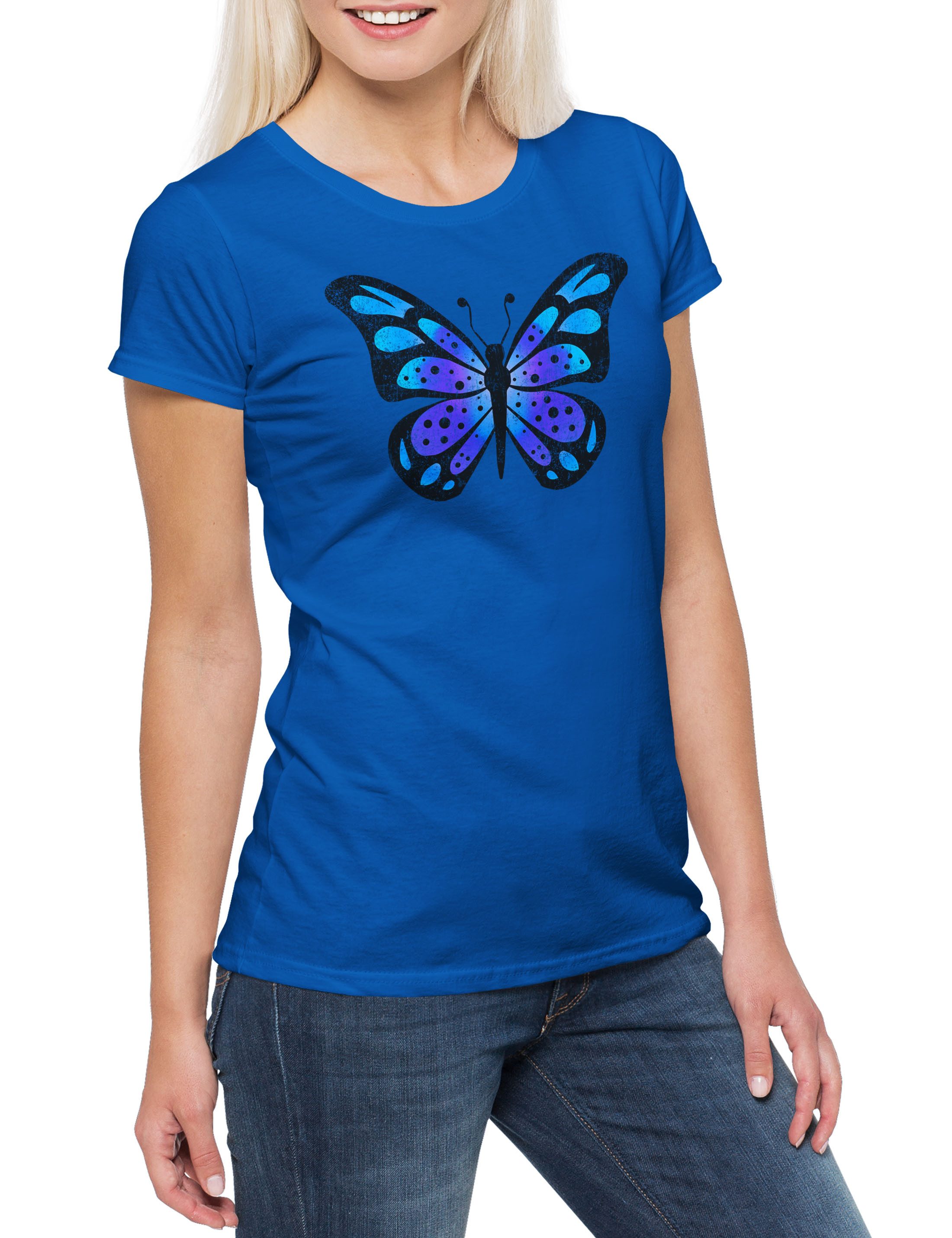 Print-Shirt Butterfly I Damen T-Shirt Schmetterling Tattoo Art Entomologie