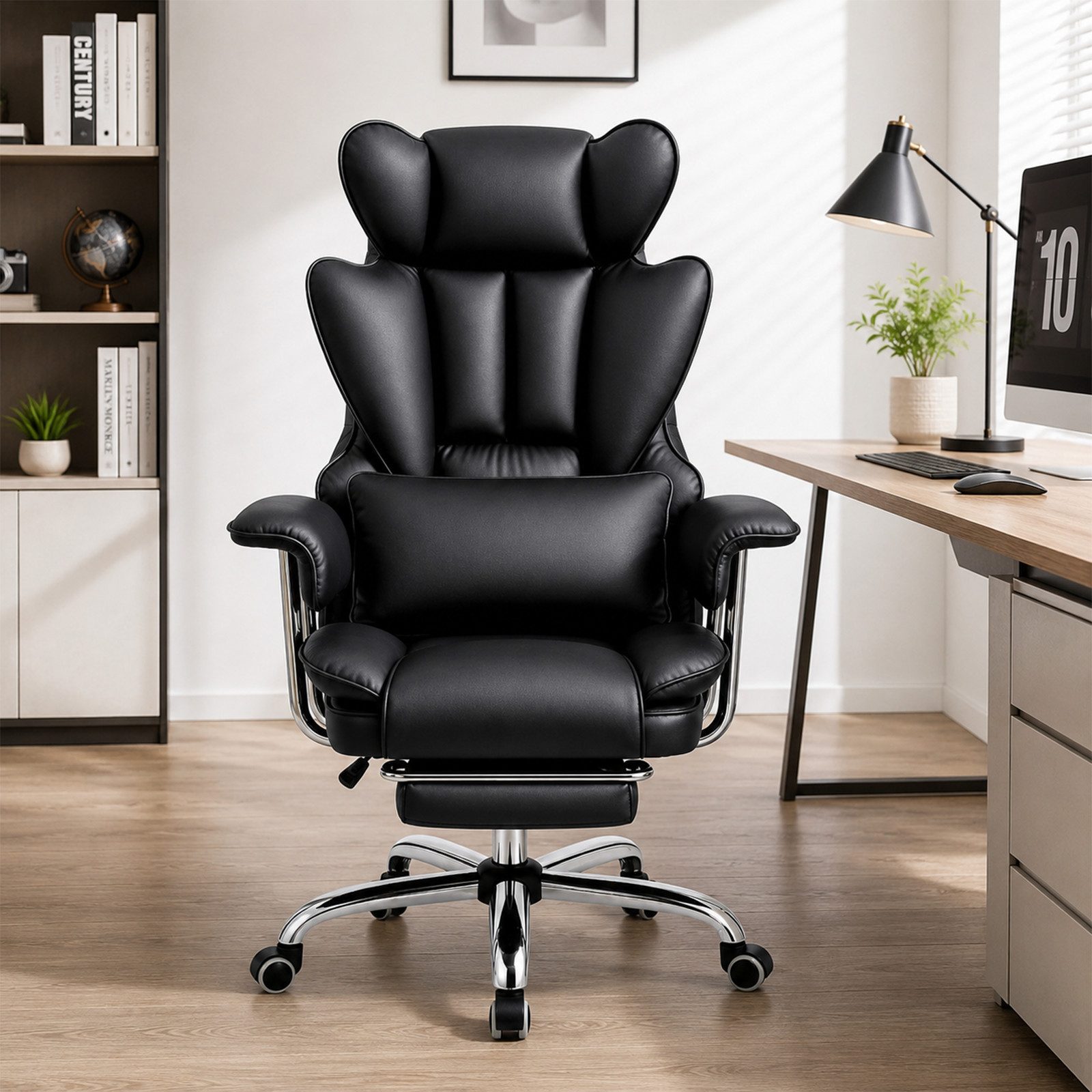 VIDITA Bürostuhl Ergonomischer Bürostuhl Hochlehner mit Fußstütze, verstellbar