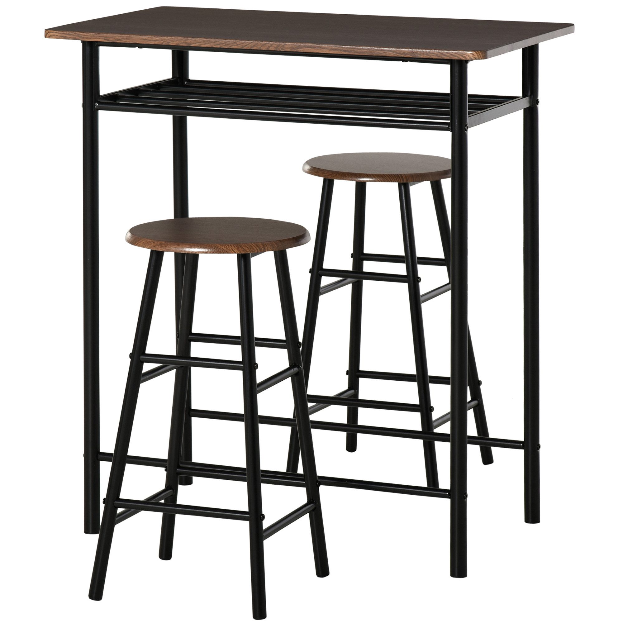 HOMCOM Bargruppe 3-teilig, mit Lagerregal, (Essgruppe, günstig online kaufen