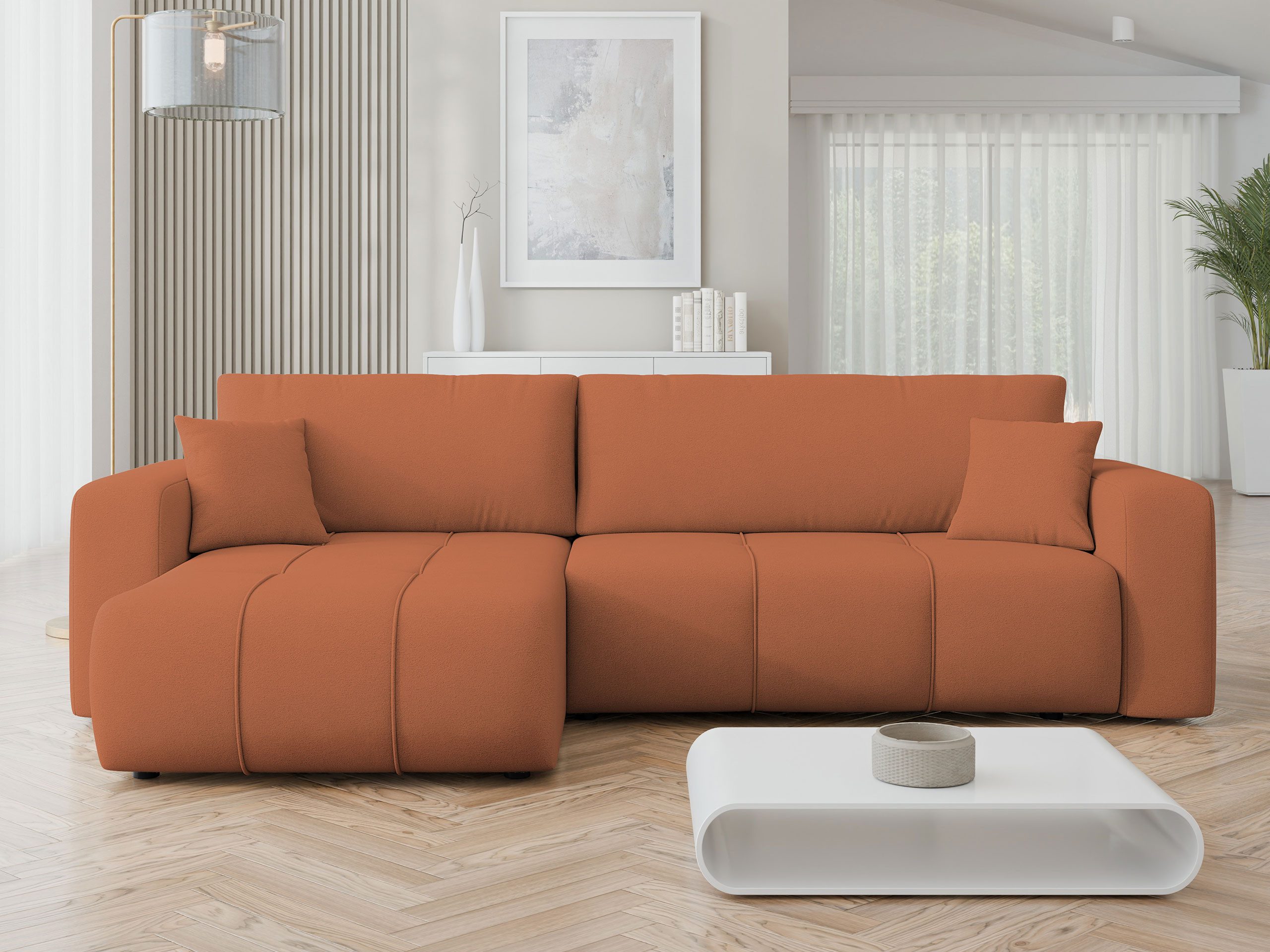 MIRJAN24 Ecksofa Fetrinu Maxi, mit Bettkasten und Schlaffunktion, L-Form, Wellenfeder, 274x145x82 cm