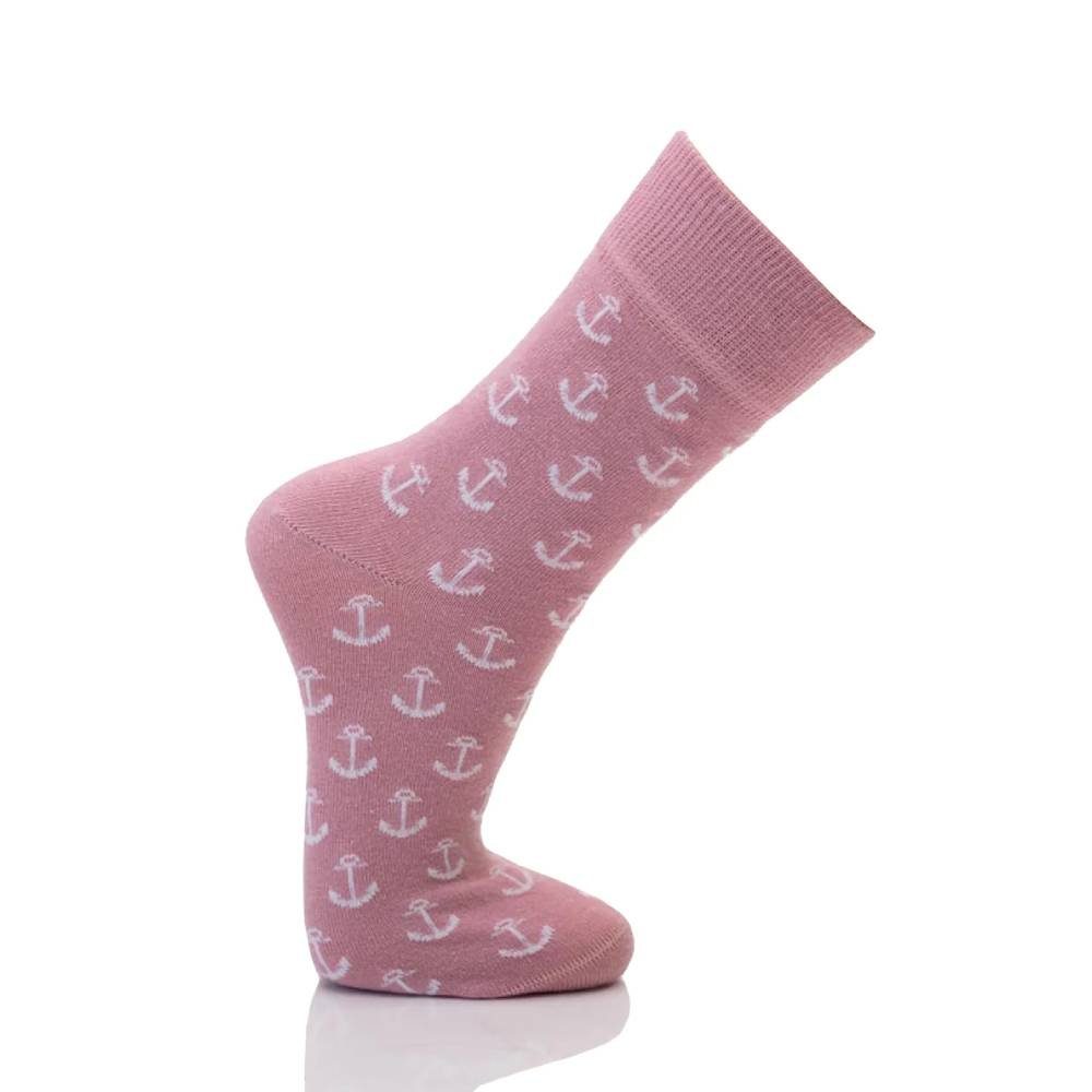 HomeOfSocks Socken Maritime, Trendige Anker Socken Weiche Maritime Baumwollsocken mit Kuscheliger Passform Und Hohem komfort Rosa