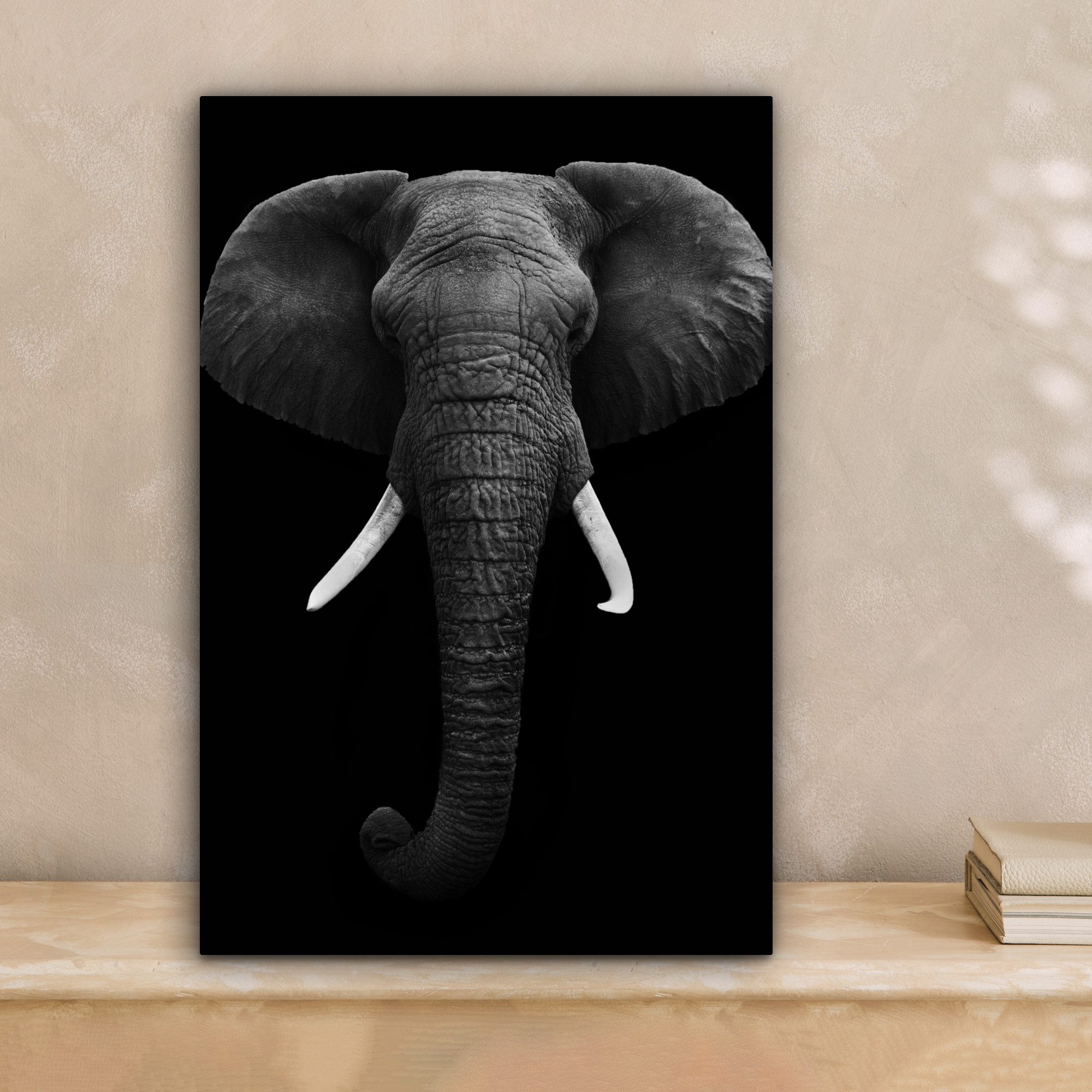 OneMillionCanvasses® Leinwandbild Elefant - Wildtiere - Schwarz - Weiß - Po günstig online kaufen