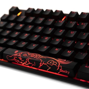 Ducky ONE 2 TKL PBT MX-Silent-Red Gaming-Tastatur (RGB-LED-Beleuchtung, Leise, mechanische Tasten, USB, deutsches Layout QWERTZ, Keyboard für PC Computer Laptop, schwarz)