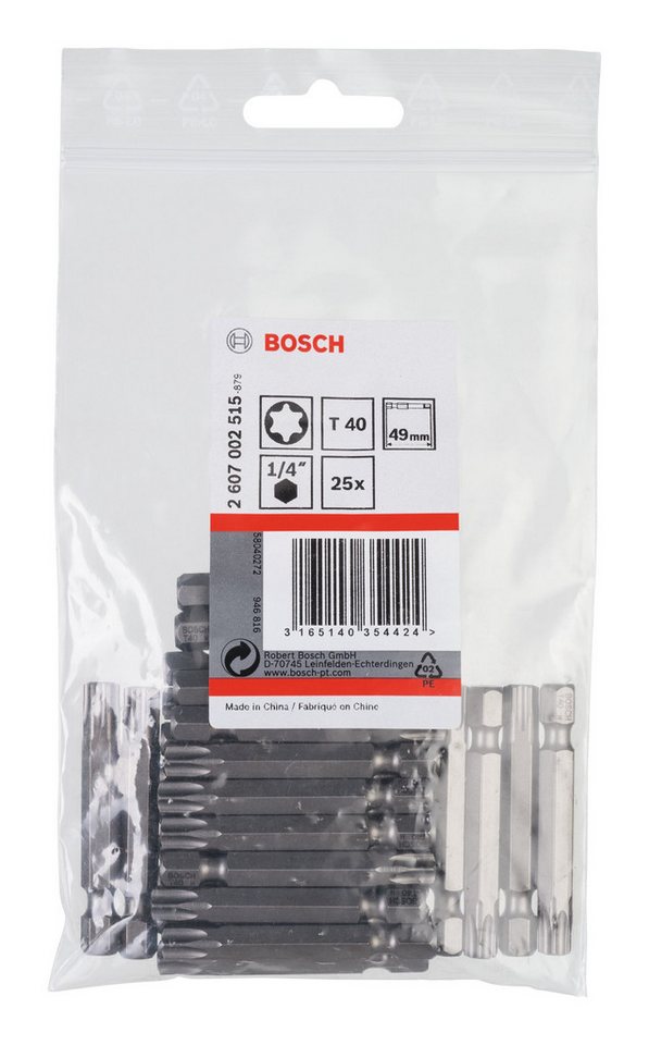 Thumbnail - BOSCH Torx-Bit, 25 Stück, Schrauberbit Extra-Hart - T40 x 49 mm - 25er-Pack