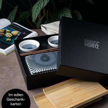 Moritz & Moritz Tafelservice Moritz & Moritz Gourmet - Sushi Set 10 teilig Blaue Sonne (8-tlg), 2 Personen, Geschirrset für 2 Personen