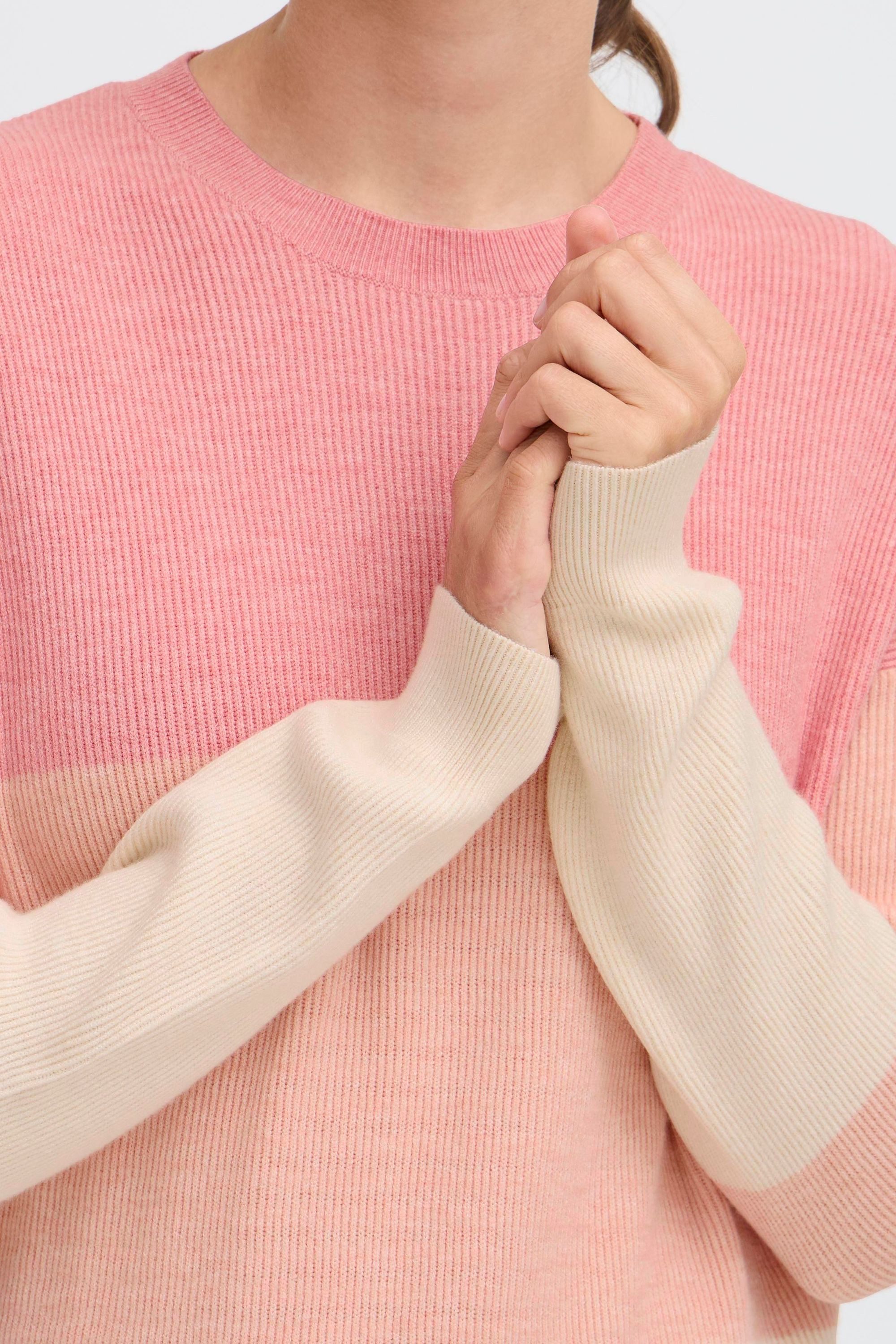 OXMO Strickpullover OXIManny Gerippter Feinstrick-Pullover in Colorblock-Optik