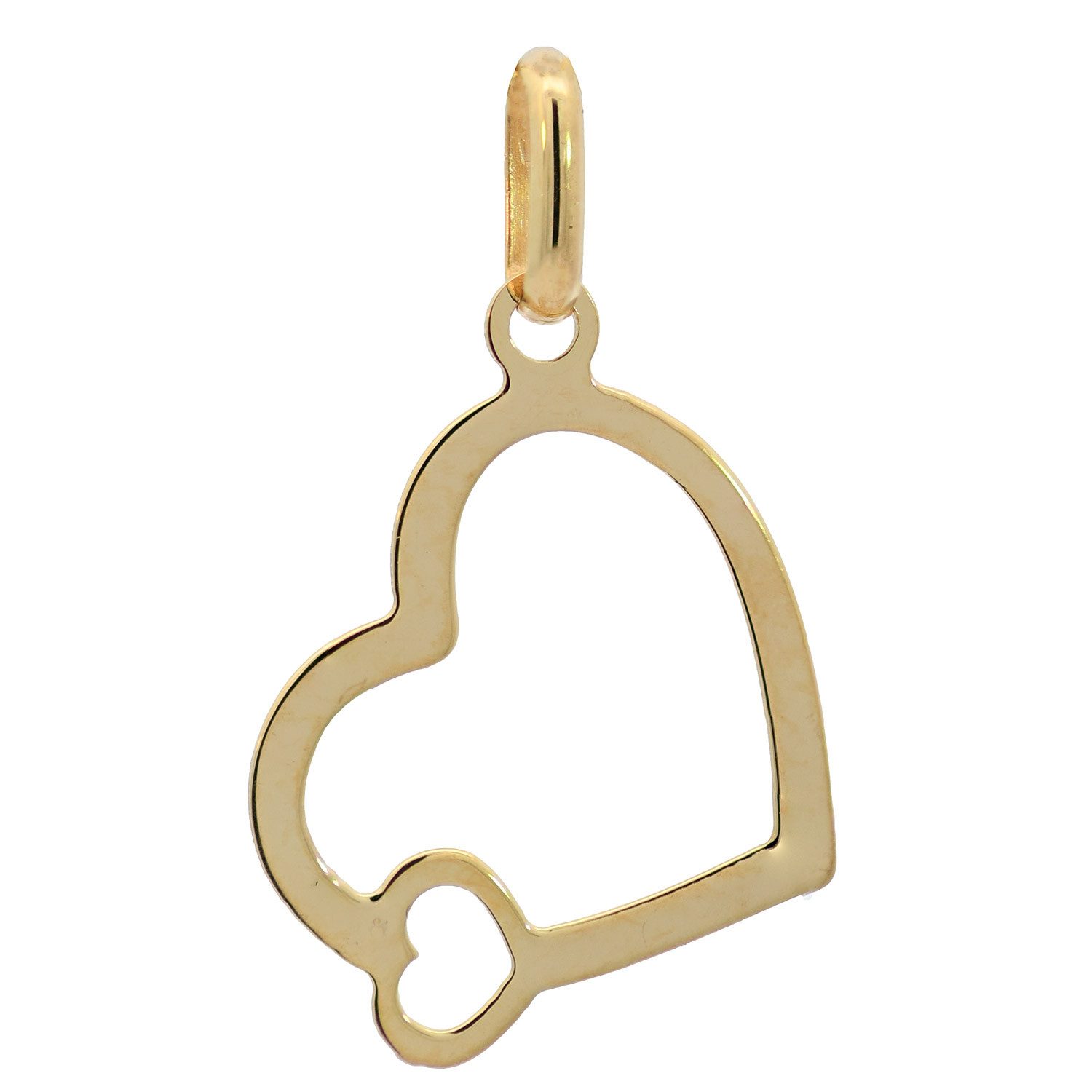 HOPLO Herzanhänger Anhänger Herz mit 1,1 mm Panzerkette massiv 333 - 8 Karat Gold 40 cm, Made in Germany