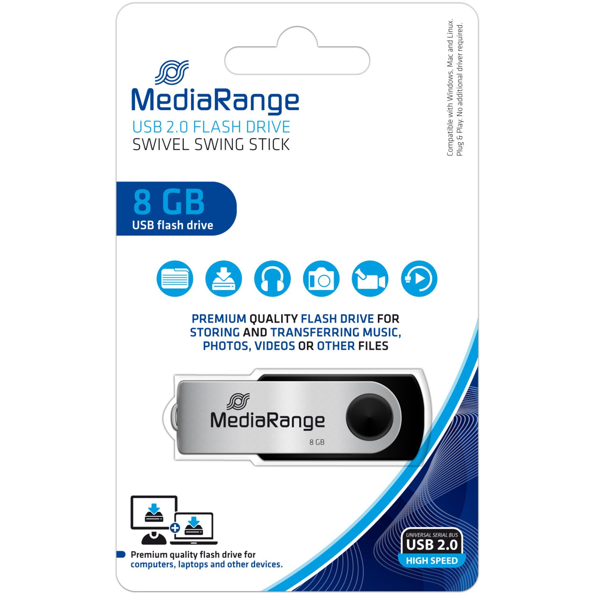 Mediarange MediaRange Flexi-Drive 8 GB, USB-Stick, (USB-A USB-Stick