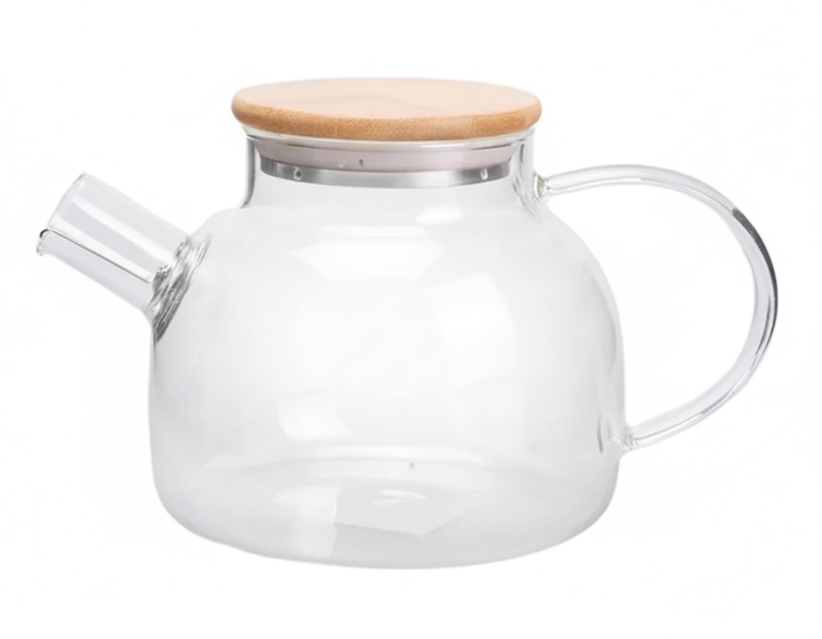 Provance Teekanne Teekanne aus Borosilikatglas mit Filter mit Bambus Deckel 1 Liter, (1-St)