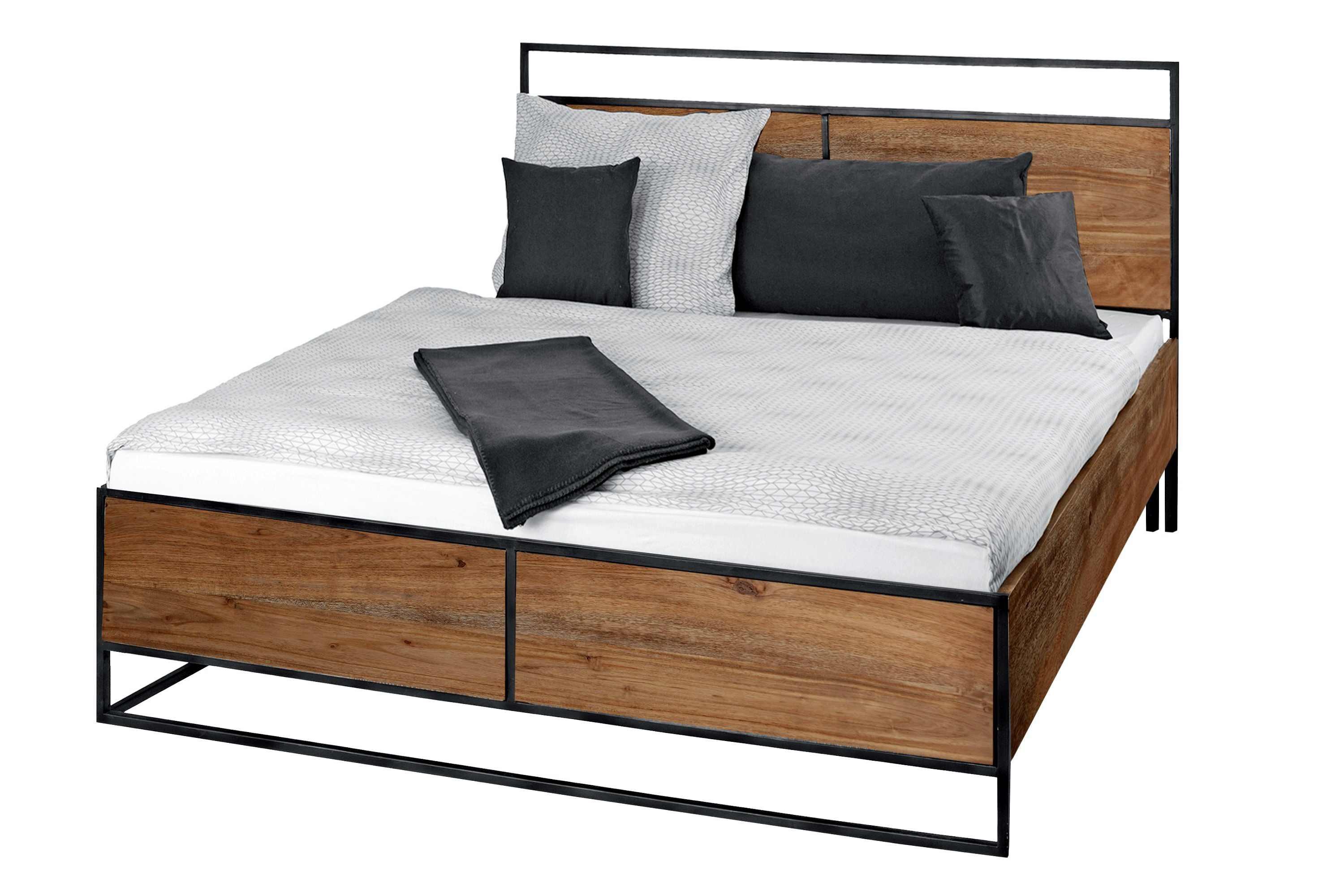 SAM® Holzbett Finn, massives Akazienholz, mit Metallrahmen, optimaler Liegekomfort