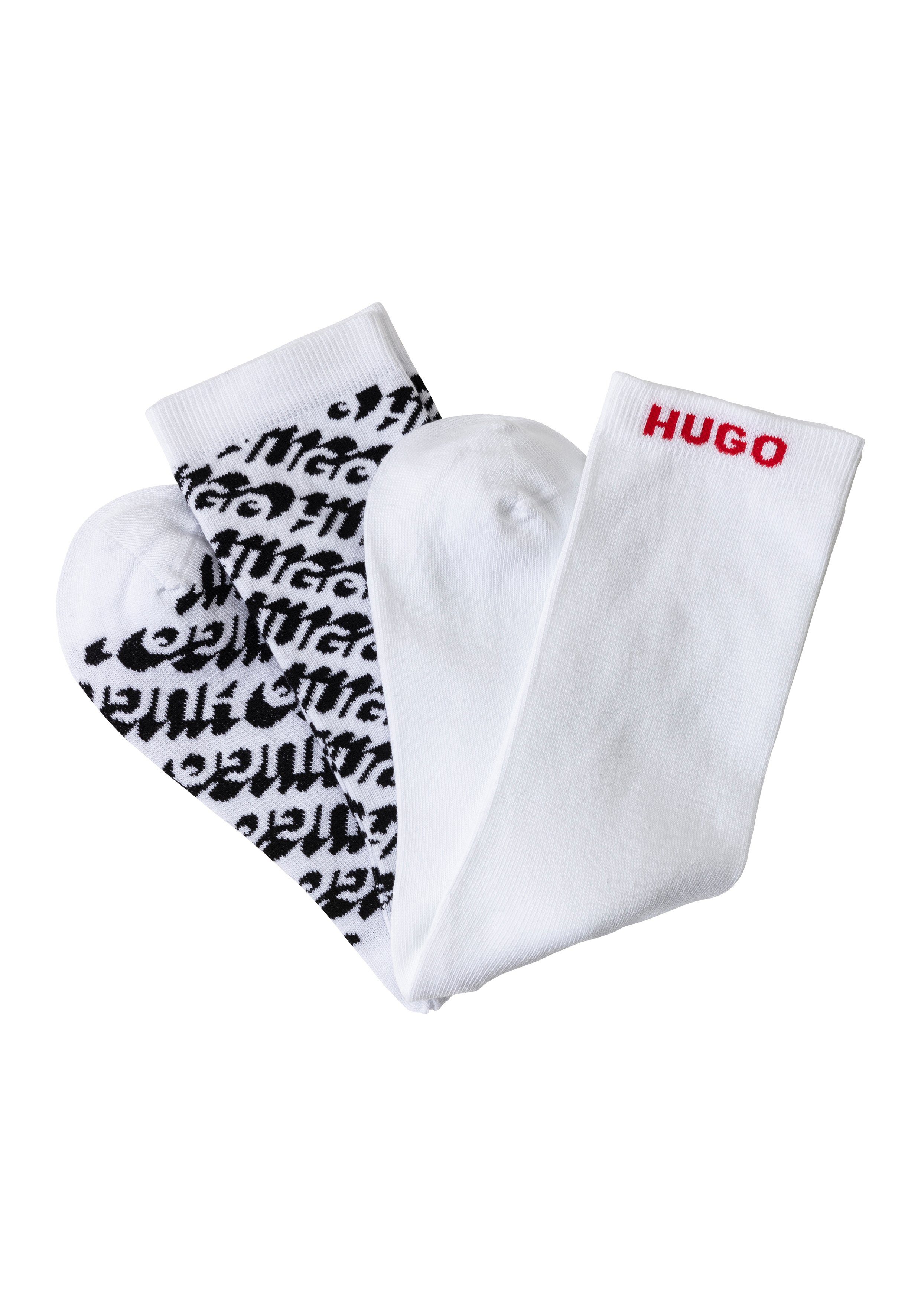 HUGO Socken 2P RS LOGO ALLOVER C (Packung, 2-Paar, 2er) mit HUGO Schriftzug