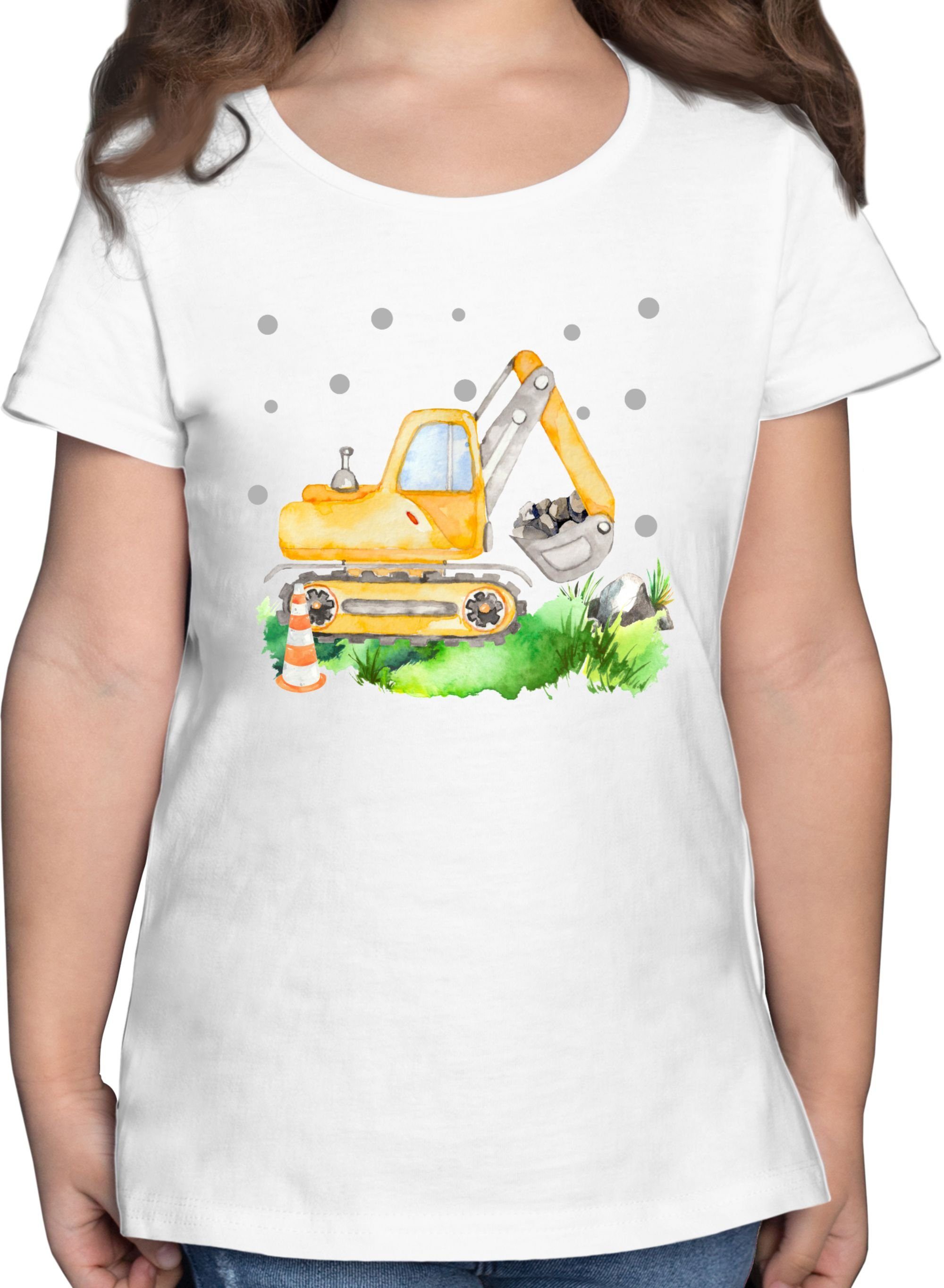 Fahrzeuge Bagger 03 Mädchen T-Shirt Andere Weiß Geschenk Baggerfahrer - Shirtracer Baustelle Baumaschine