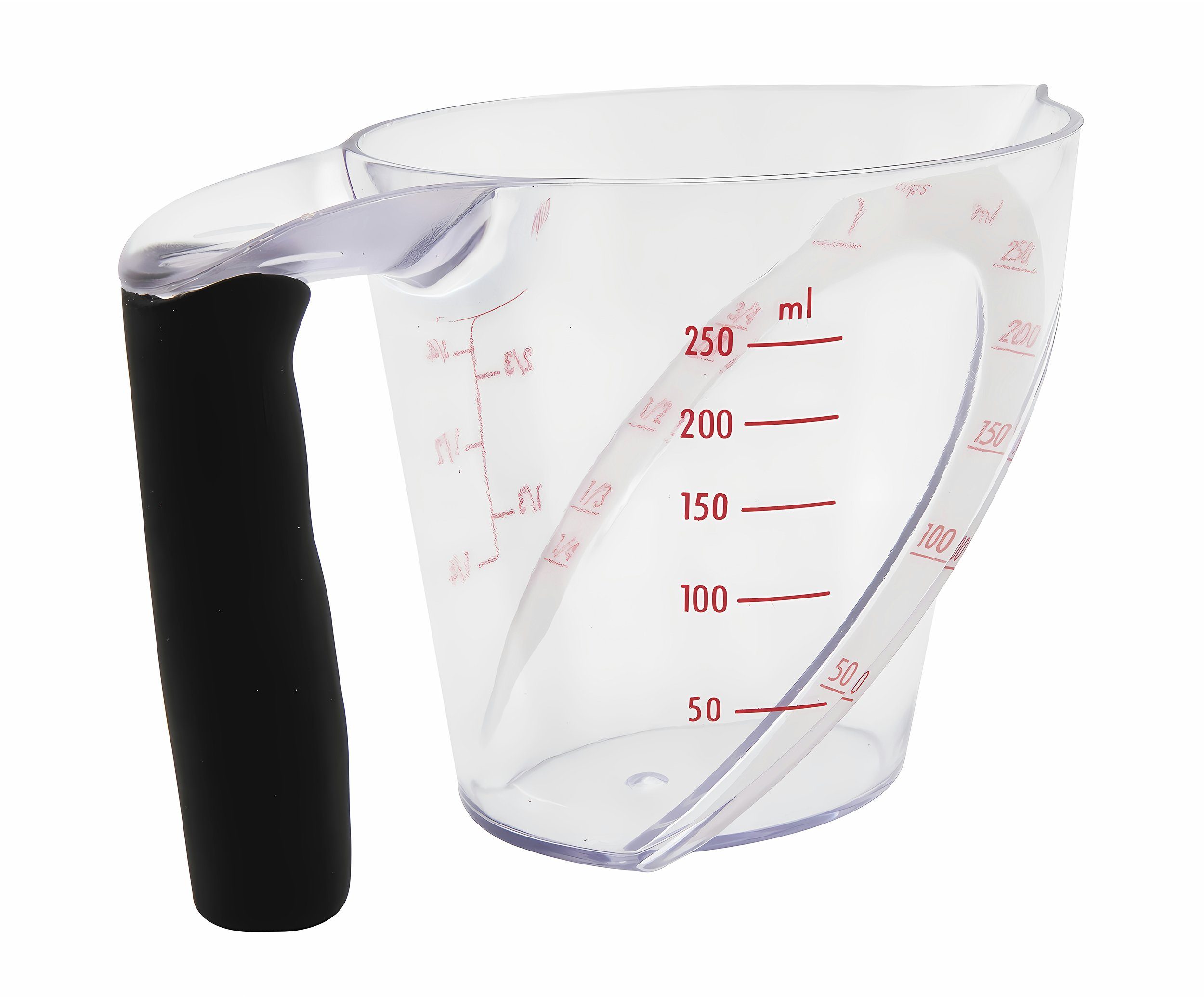 Messbecher MESSBECHER 250ml transparent aus Kunststoff mit Griff Skala 72