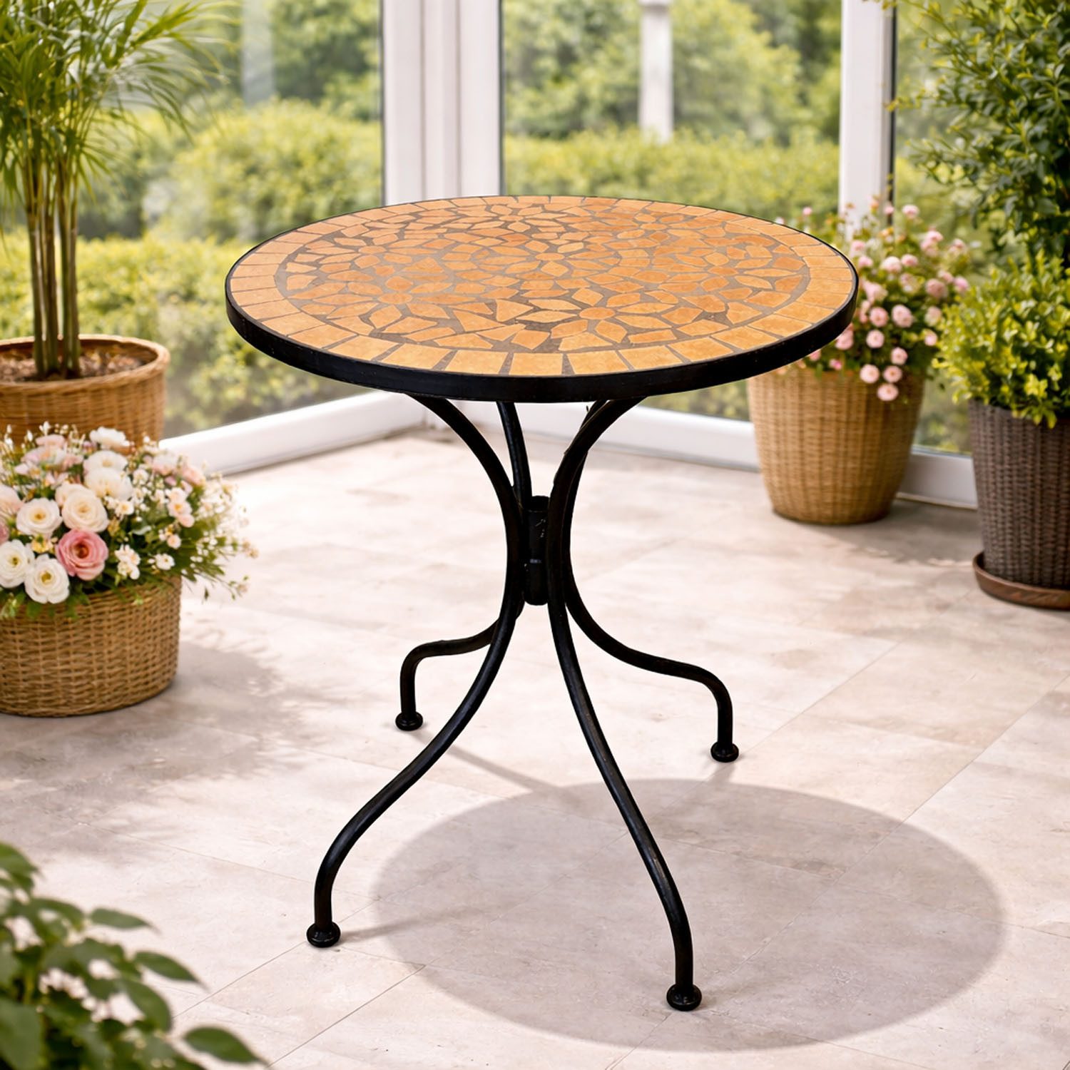 Mojawo Küchentisch Mosaik Tisch Bistrotisch Gartentisch Balkontisch Ø60cm Terrakotta – Bild 2 von 4