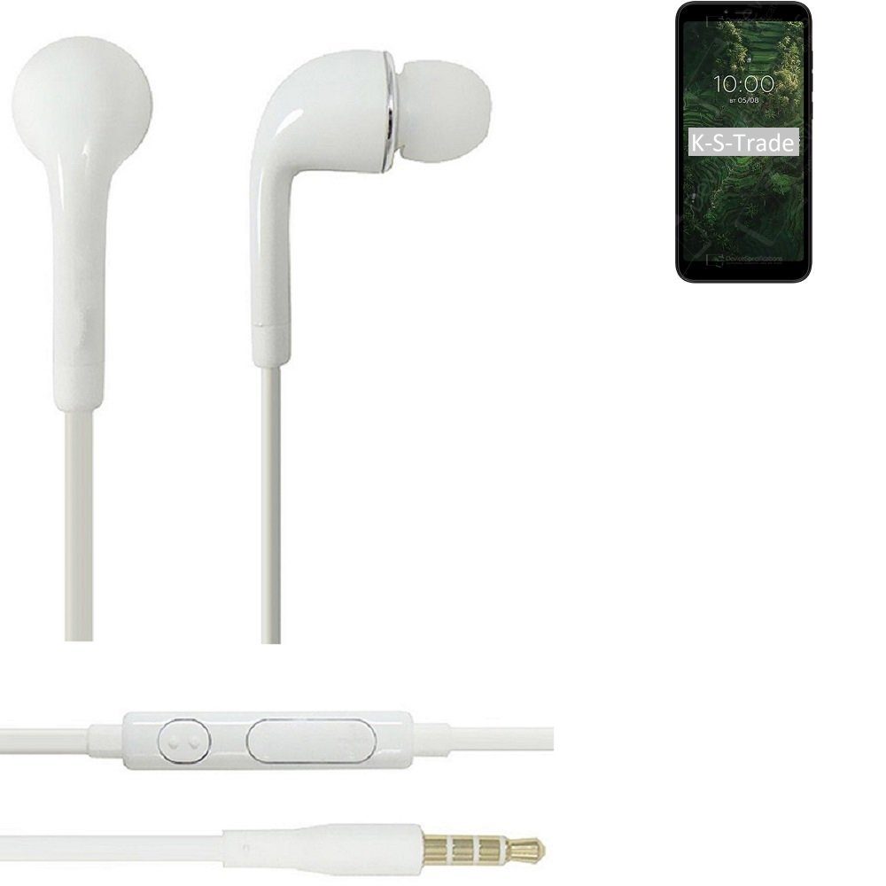 K-S-Trade für BQ Mobile BQ-5745L Clever In-Ear-Kopfhörer (Kopfhörer Headset mit Mikrofon u Lautstärkeregler weiß 3,5mm)