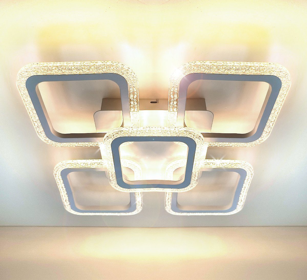 Lewima LED Deckenleuchte Warmweiß gespeichert, XL-XXL / 55-83cm Weiß Deckenlampe Dimmbar 24-36W, glitzernd / Farbwechsel Einstellungen einstellbar, per funkelnd Neutralweiß groß Fernbedienung, Kaltweiß werden