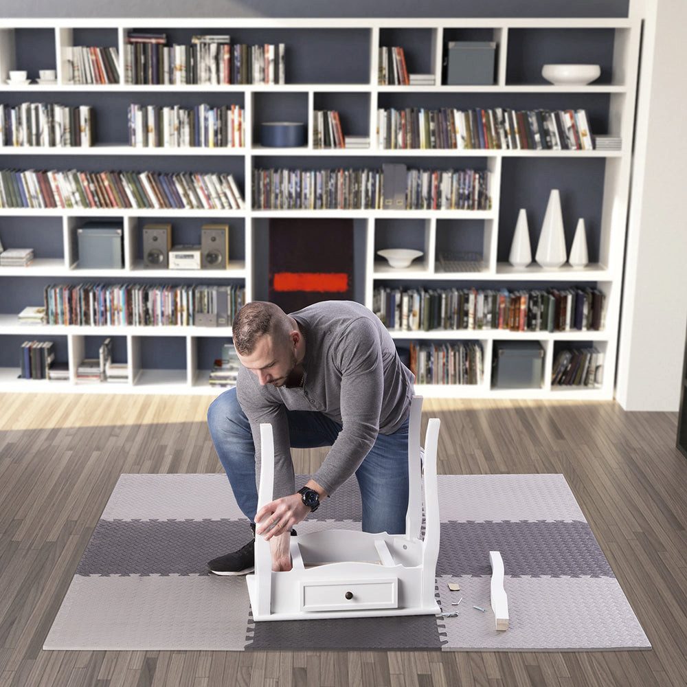 HMS Premium Fitnessmatte Puzzlematte Schutzmatte für Fitnessgerät (Spar-Set, 1-St., Unterlegmatte), 12 mm dick, rutschfest, leicht zu reinigen und langlebig
