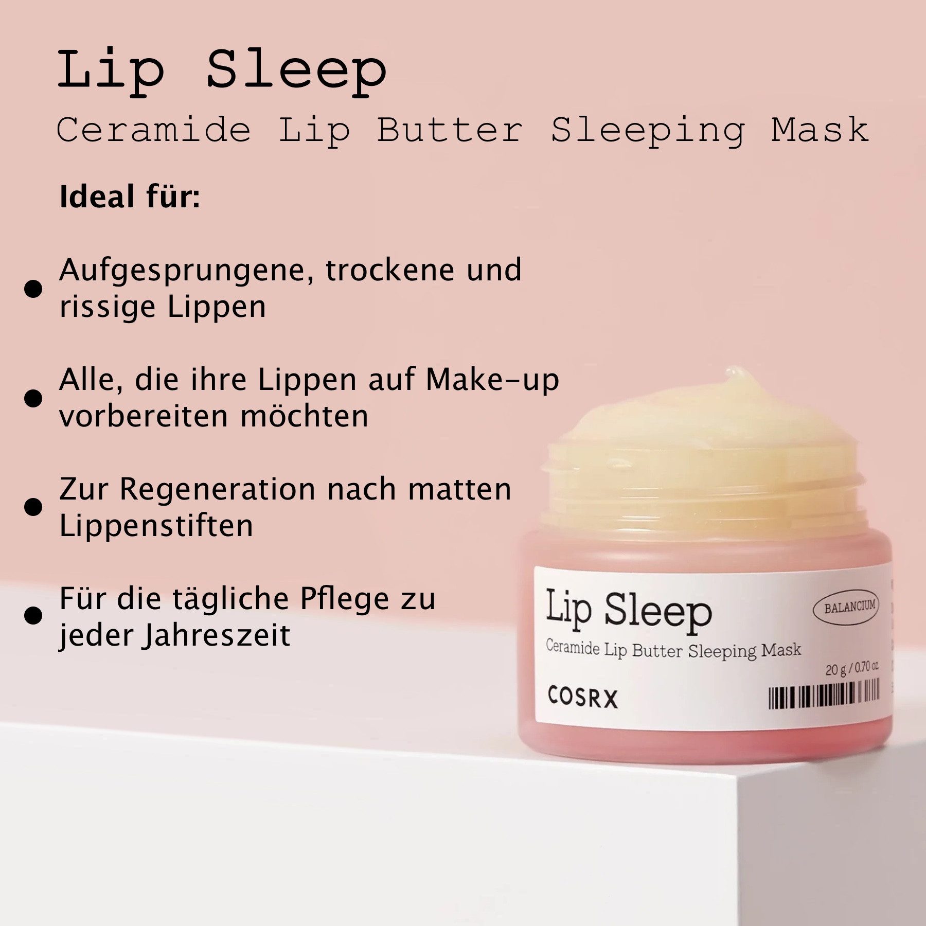 Cosrx Lippenbalsam Lippenmaske Lippenpflege COSRX Lip Sleep Ceramide Butter Sleeping, 1-tlg., Lippenpflege, Lippenbalsam, Lippen Nachtmaske