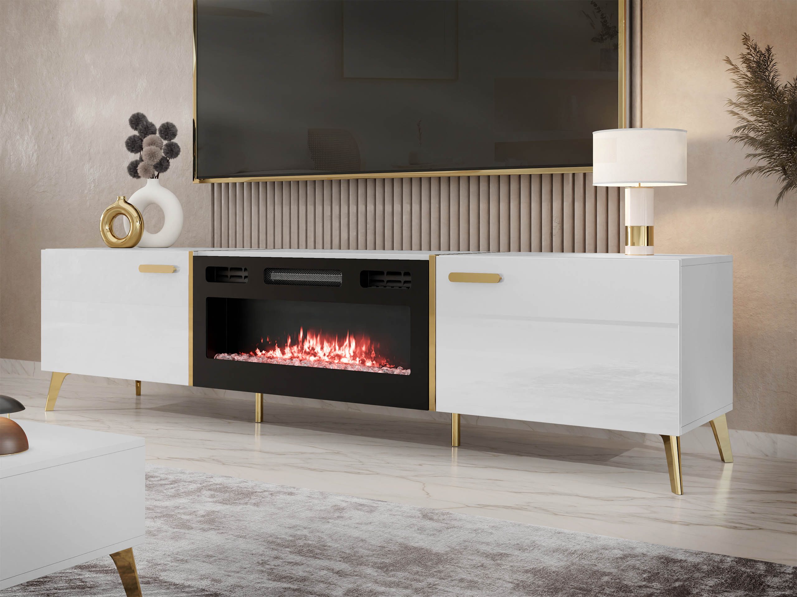 MIRJAN24 TV-Schrank Picru 2D EF mit Kamin (mit zwei Klappen) Realistische L günstig online kaufen