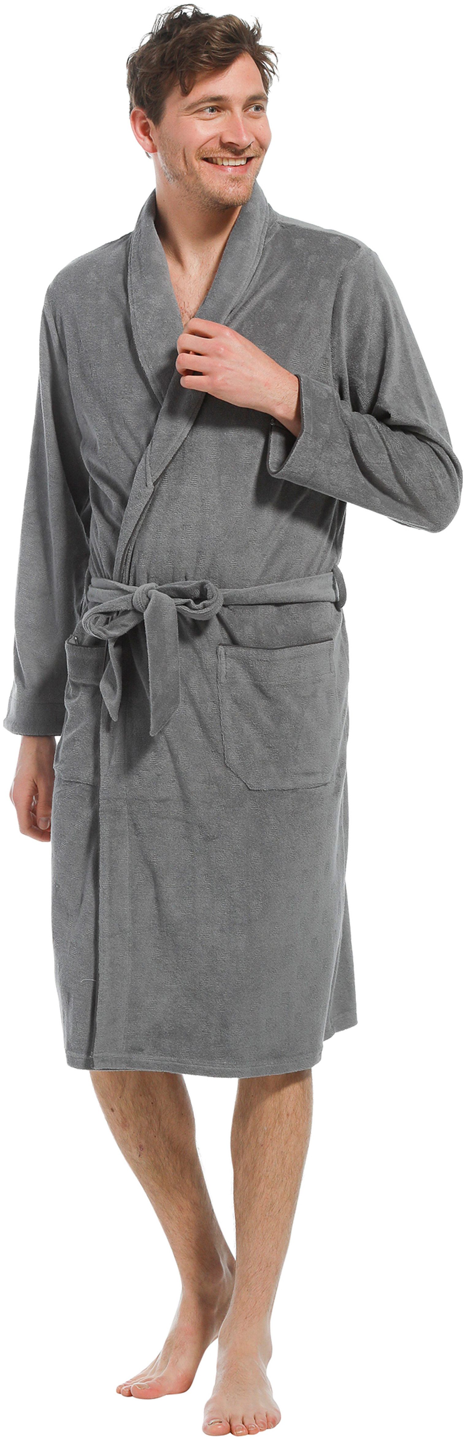 Pastunette Herrenbademantel Herren Bademantel mit Schalkragen, Midi, Baumwollmischung, Schalkragen, Gürtel, Klassisch
