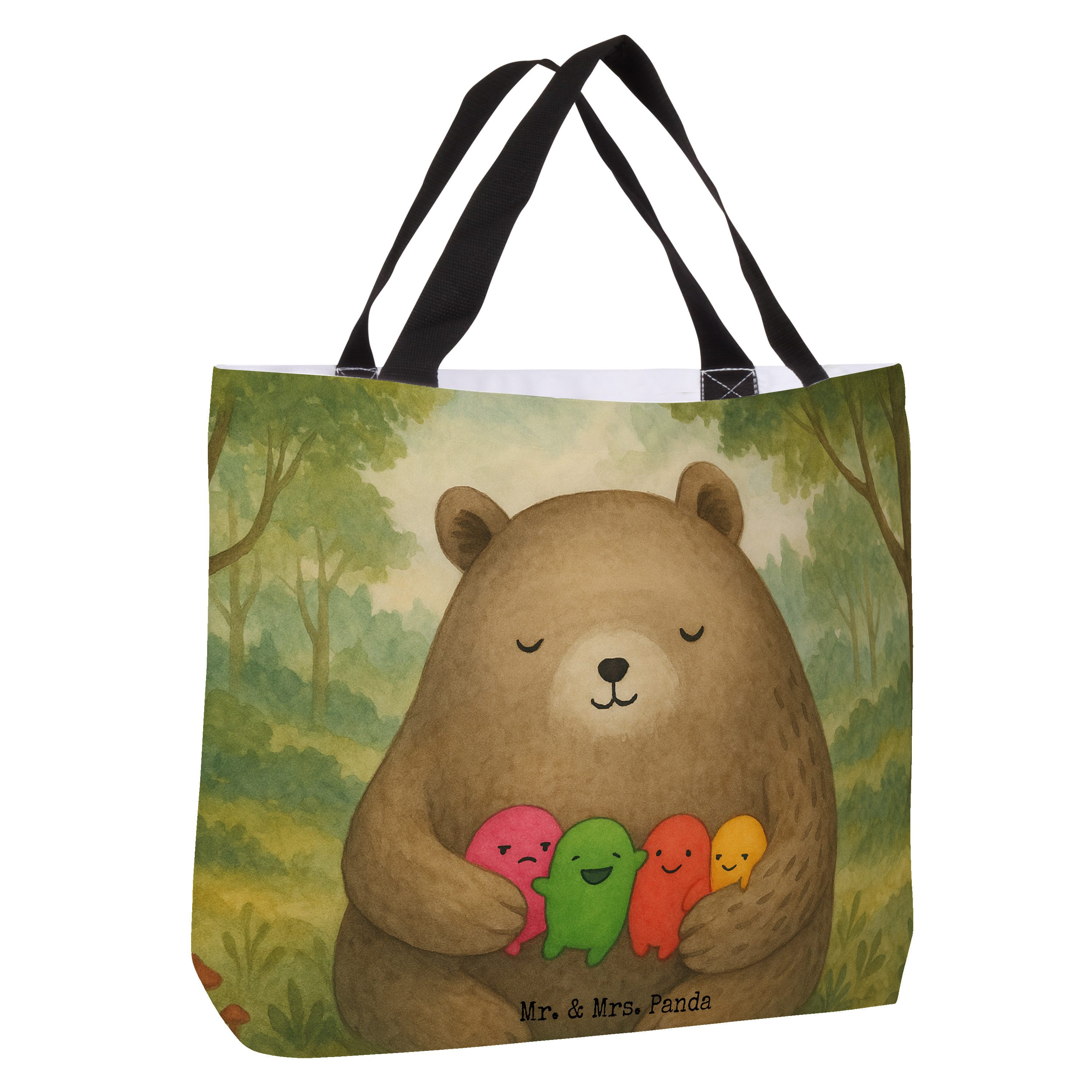 Mr. & Mrs. Panda Shopper Bär Gefühl Design, Tote Bag, Weiß, Strandtasche, Reisetasche, Verrück (Packung), Tragebeutel Reisetasche Statement-Tasche