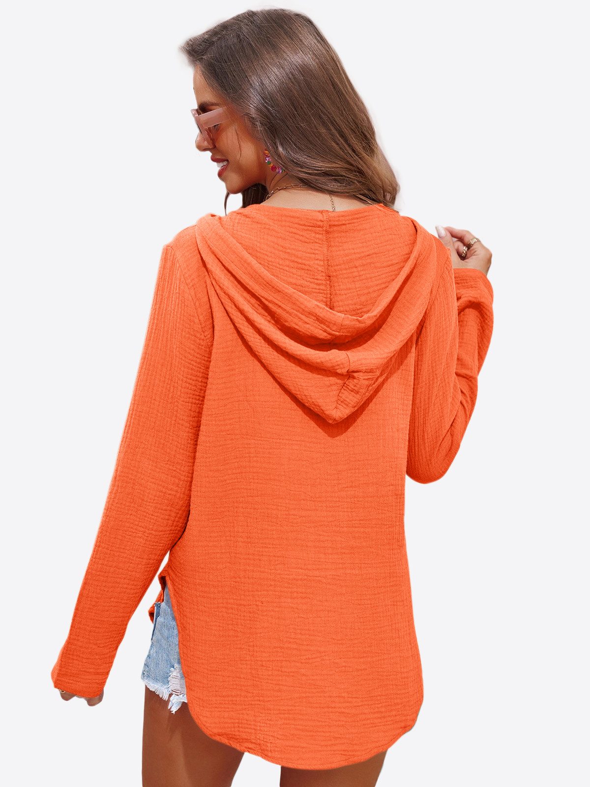 Imily Bela Kapuzenpullover Damen Langarm Beach Cover-up (Packung, 1-tlg., 1per-Pack) mit Baumwolle