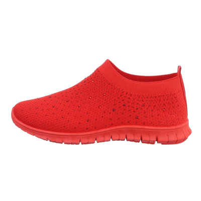 Ital-Design Damen Low-Top Freizeit Sneaker Flach Sneakers Low in Rot