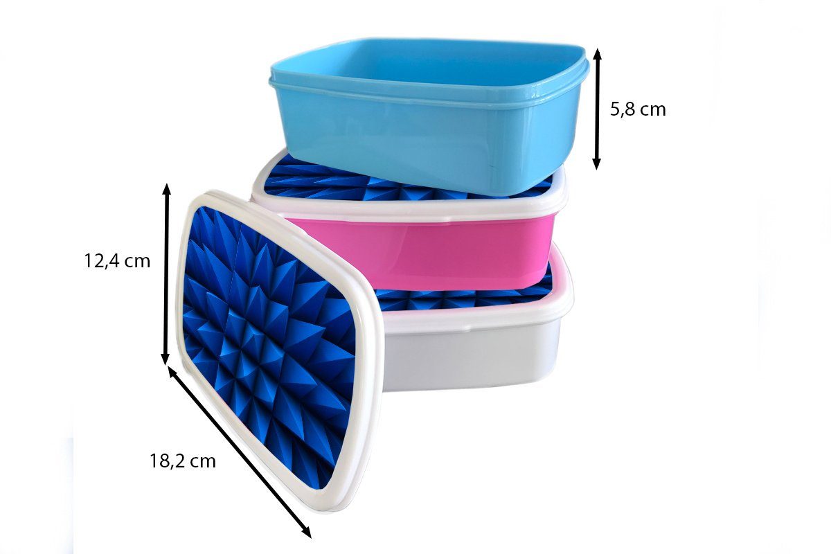 Mädchen 3D und Kinder (2-tlg), Blau, - Hintergrund Formen für MuchoWow Kunststoff, - Erwachsene, für und Brotbox - Brotdose, weiß Jungs Lunchbox