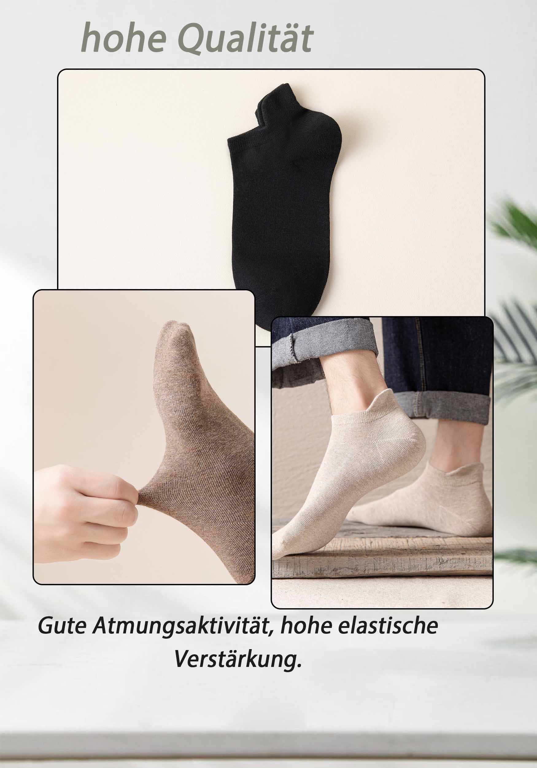 39-44 Erhöhtem Socken mit Herren Schwarz Bündchen (4-Paar) Kurzsocken Baumwolle MAGICSHE Sneaker