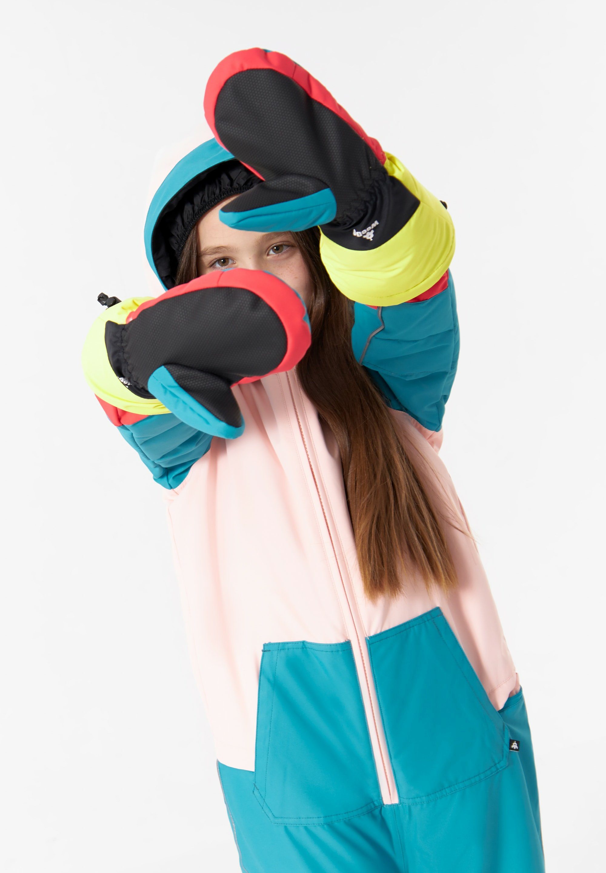 WeeDo Schneeoverall COSMO LOVE gepolsterte und Funktionaler Verstärkte für Anzug und Snowboard-Fans und Knie, Ellbogen, Handflächen Gesäß, Ski