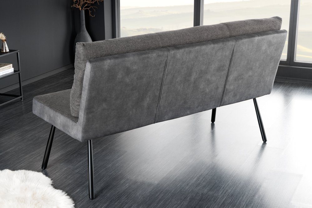 riess-ambiente Sitzbank BIG GEORGE 160cm anthrazit - Samt, Strukturstoff, Metall-Beine (Einzelartikel, 1-St), mit Taschenfederkern & Rückenlehne – ideal für Esszimmer oder Küche