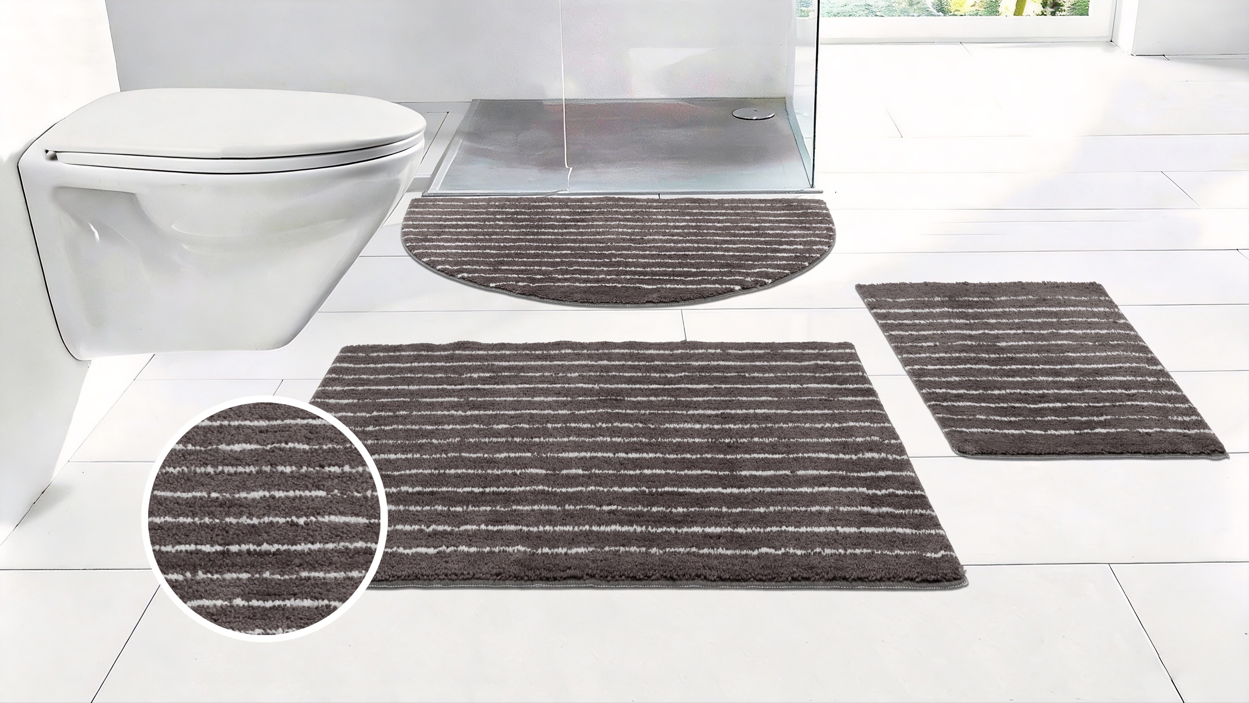 LeGer Home by Lena Gercke Badematte Tamsin, Badvorleger, Badezimmer Teppich, Duschvorleger, Höhe 10 mm, rutschhemmend beschichtet, schnell trocknend, fußbodenheizungsgeeignet, Polyester, rechteckig, Streifen, modern