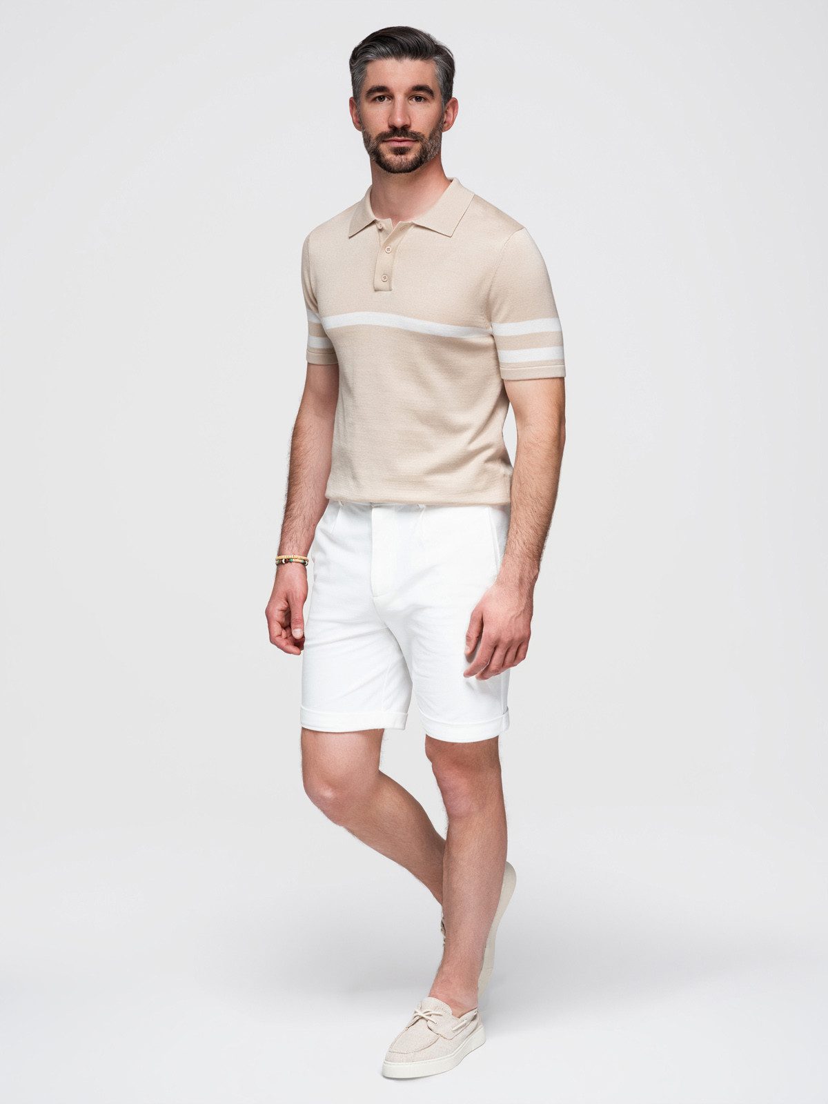 OMBRE Poloshirt Herren-Poloshirt aus weichem Strick mit kontrastierenden Streifen