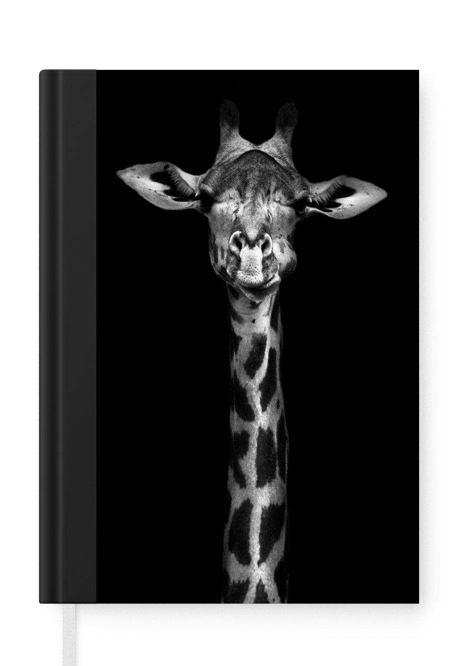 MuchoWow Notizbuch Giraffe - Porträt - Tiere - Schwarz - Weiß, Journal, Merkzettel, Tagebuch, Notizheft, A5, 98 Seiten, Haushaltsbuch