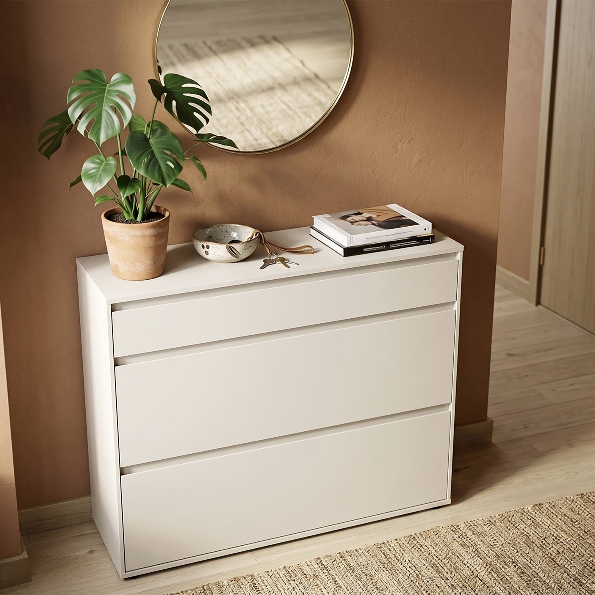 Lomadox Kommode ZOLLINO-129, in Beige, 111,5 cm breit mit 2 Klappen & 1 Schublade
