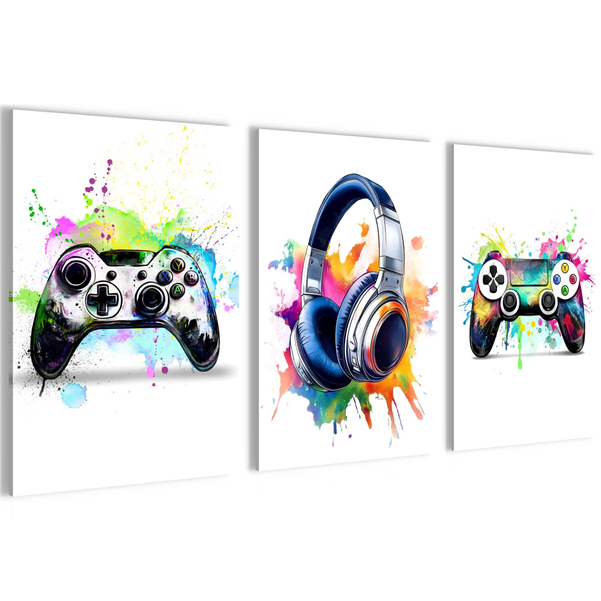 Novart Wandbild Wandbilder Gamer Spielkonsole Jugendzimmer Kinderzimmer, Weiß