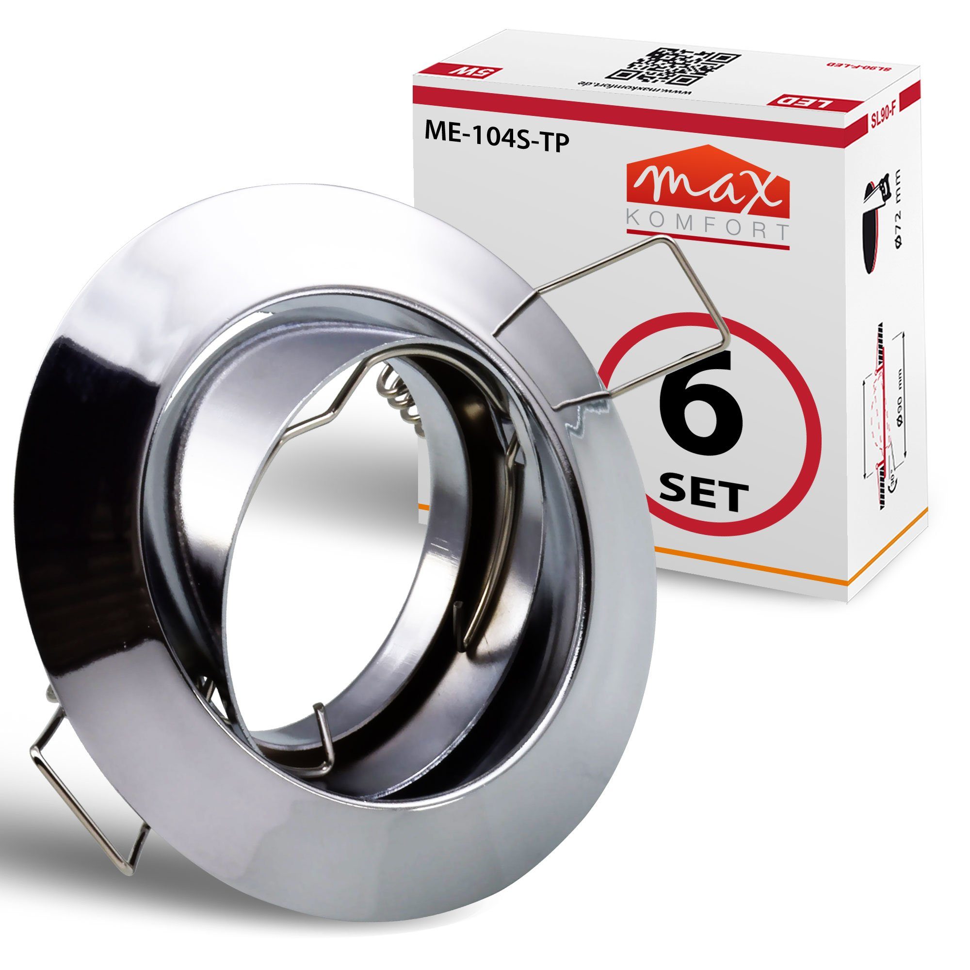 Maxkomfort Einbauleuchte 6/10/20er-Set, rund & schwenkbar, Deckenspots, GU10-Fassung, für LED und Halogen geeignet, ohne Leuchtmittel, Einbauspot, GU10-Fassung, 7 Farbvarianten, Einbautiefe 20mm