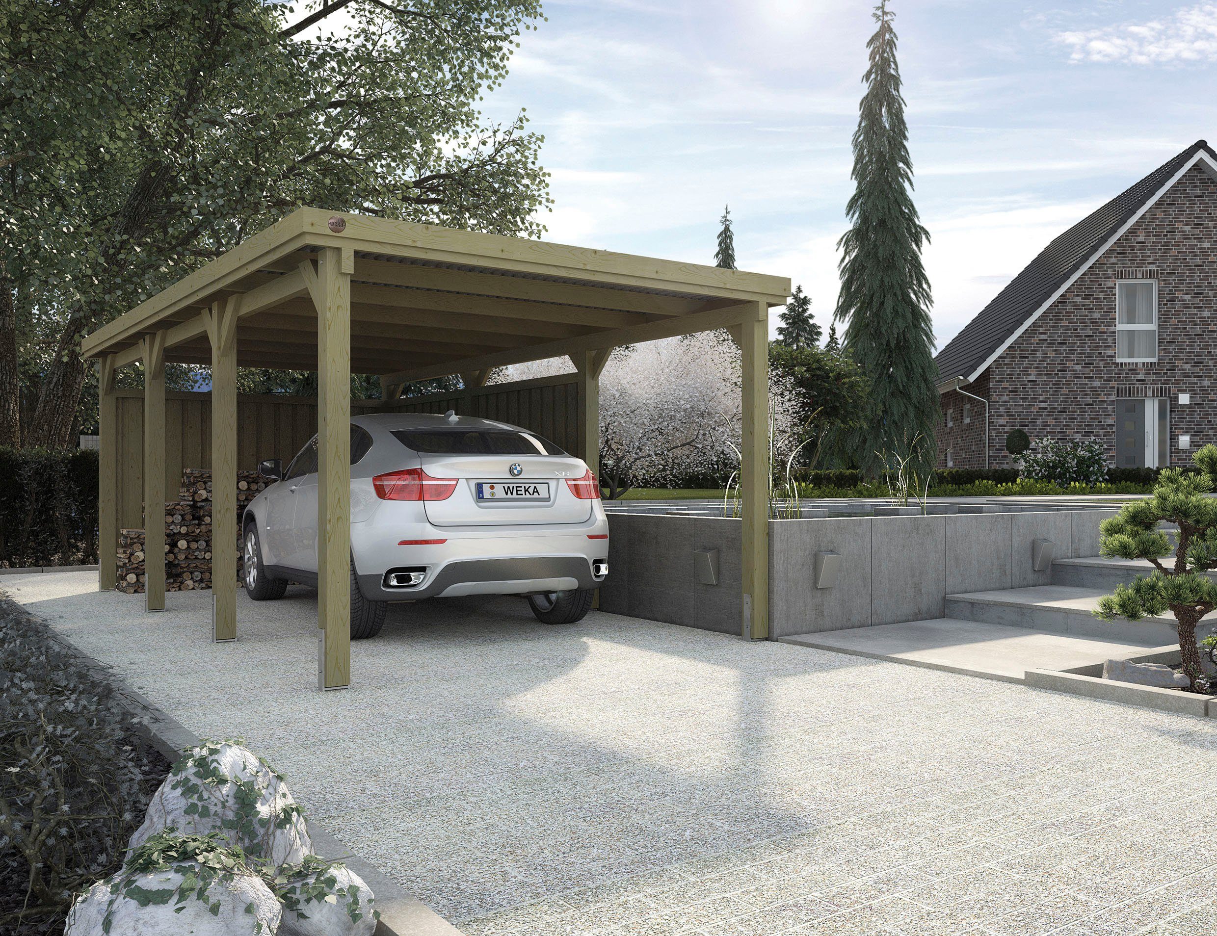 Weka Flachdach Einzelcarport 617 Gr. 2 ohne Dachplatten 322 cm x 612 cm günstig online kaufen