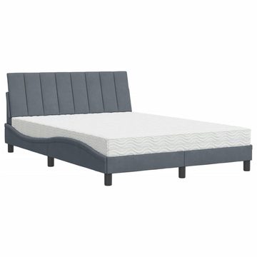 vidaXL Bett Bett mit Matratze Dunkelgrau 140x200 cm Samt