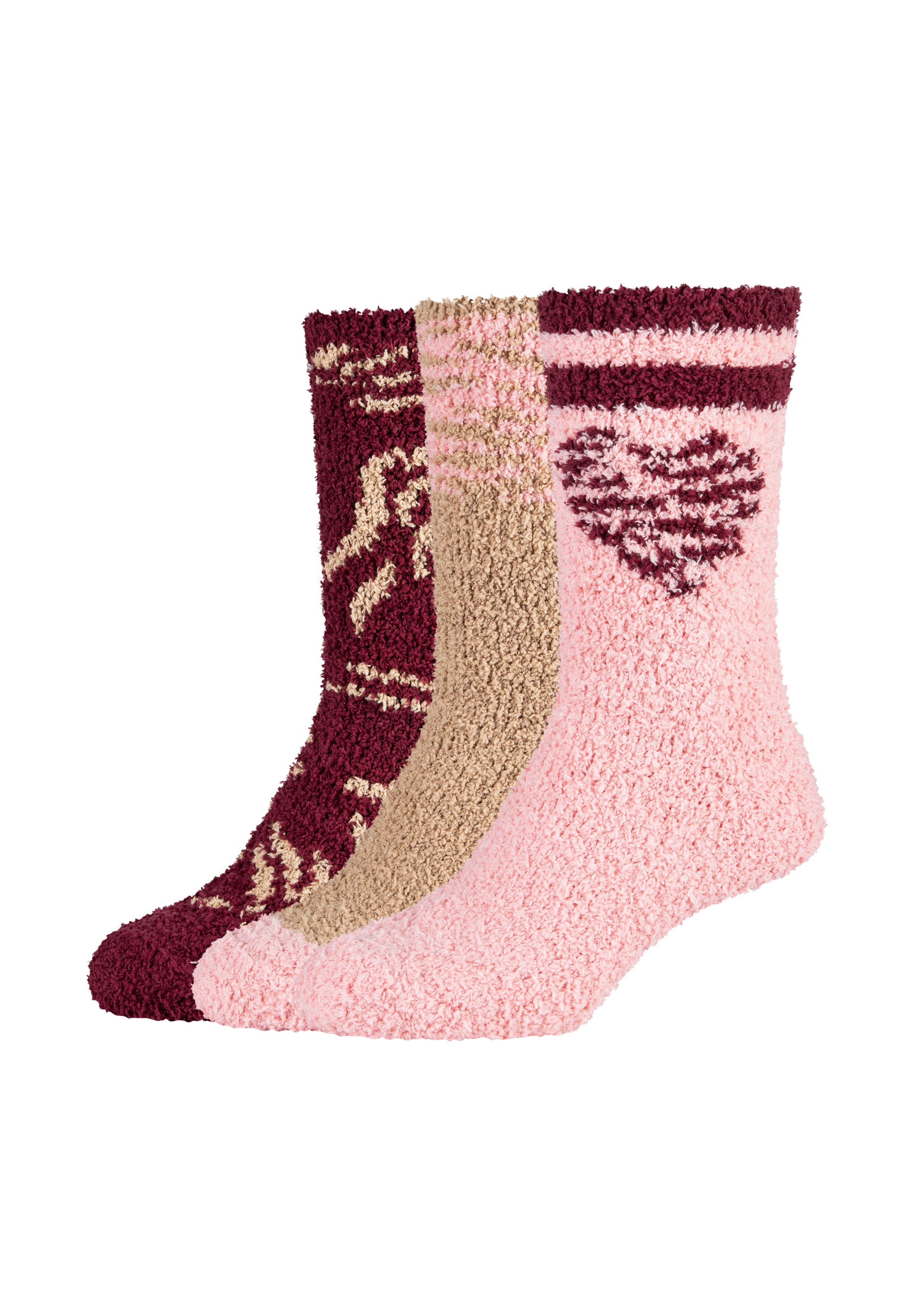 Camano Socken (3 Paar) mit gemustertem Design, angenehm wärmende, kuschelige Qualität
