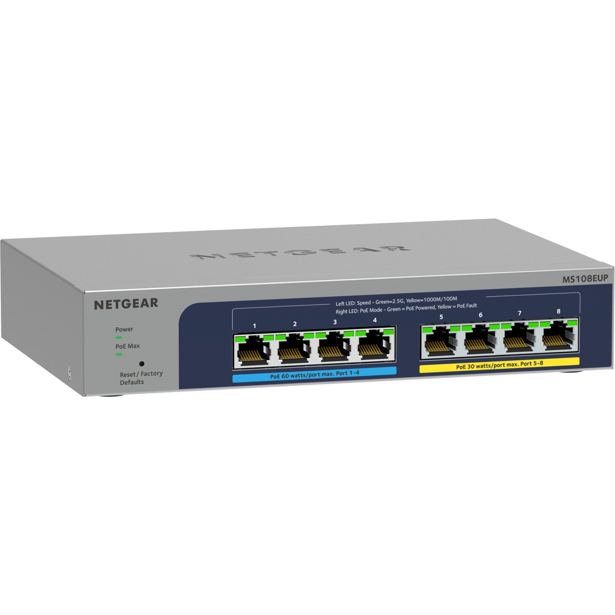 Netgear MS108UP 8-Port Ultra 60 PoE, Switch Netzwerk-Switch