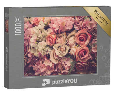 puzzleYOU Puzzle Rosa Rosen, 1000 Puzzleteile, puzzleYOU-Kollektionen Rosen, Flora, Blumen, 500 Teile, Schwierig